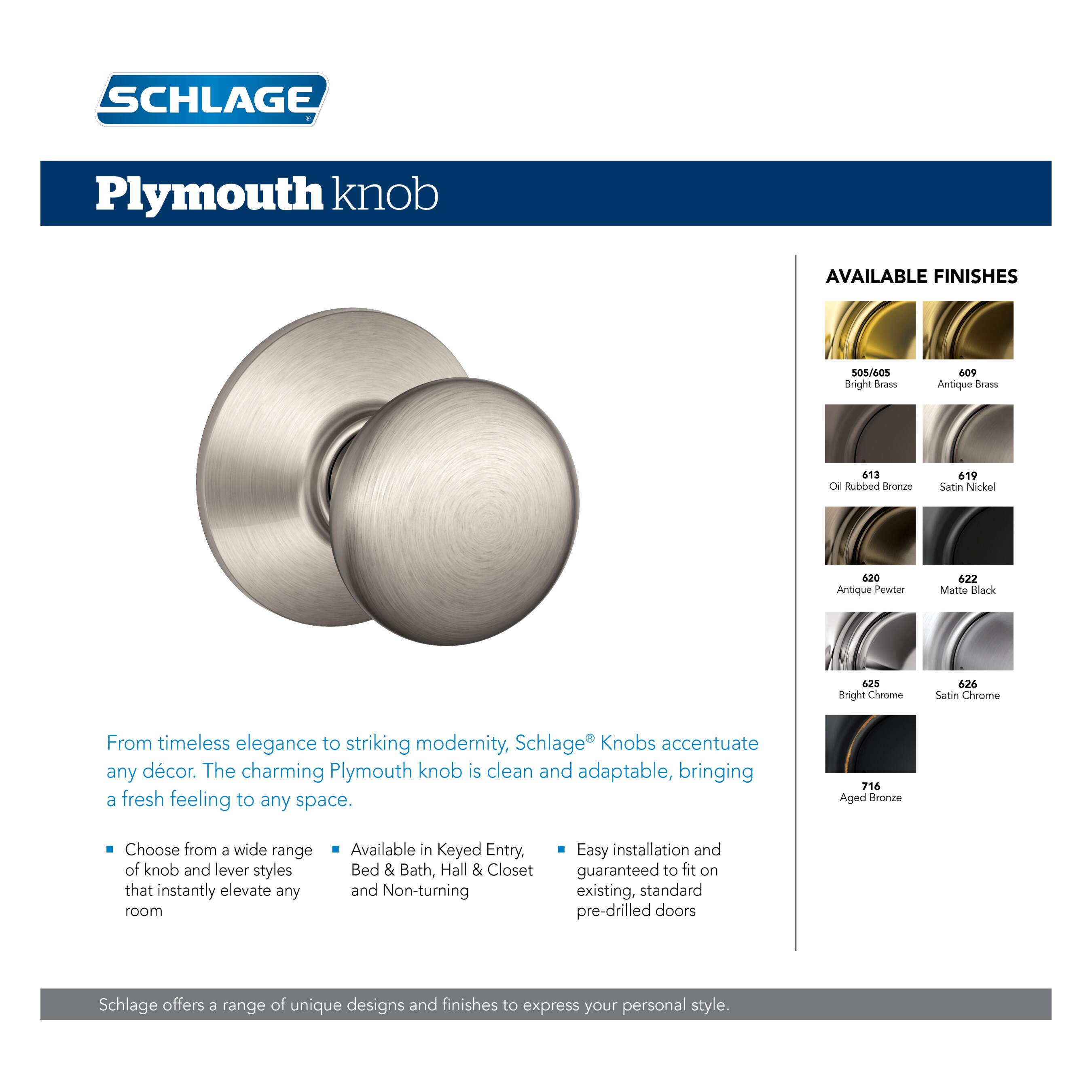 Schlage F170 PLY 619 Door-Knobs - View #3