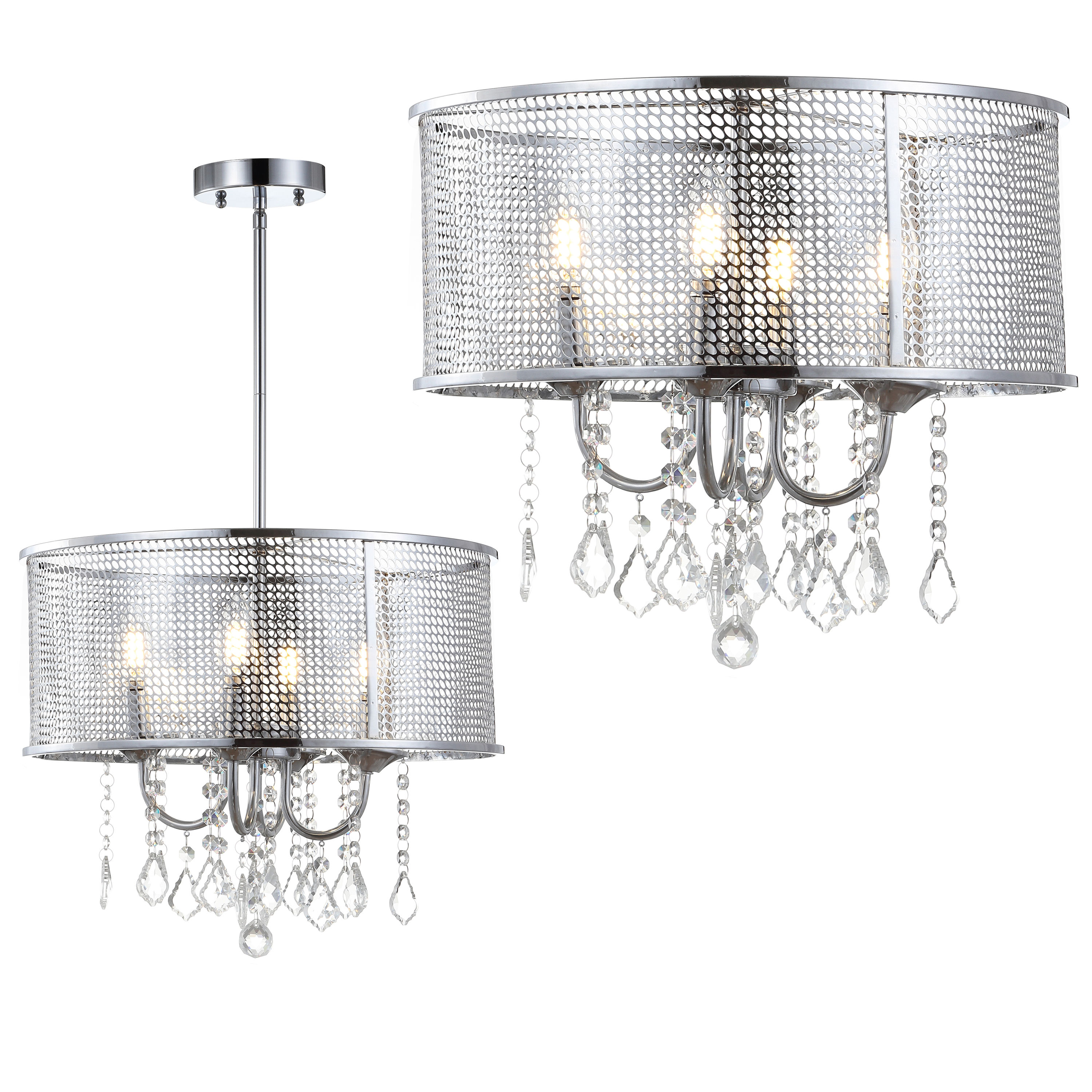 Avah 17" Chrome Polished Crystal LED Adjustable Chandelier