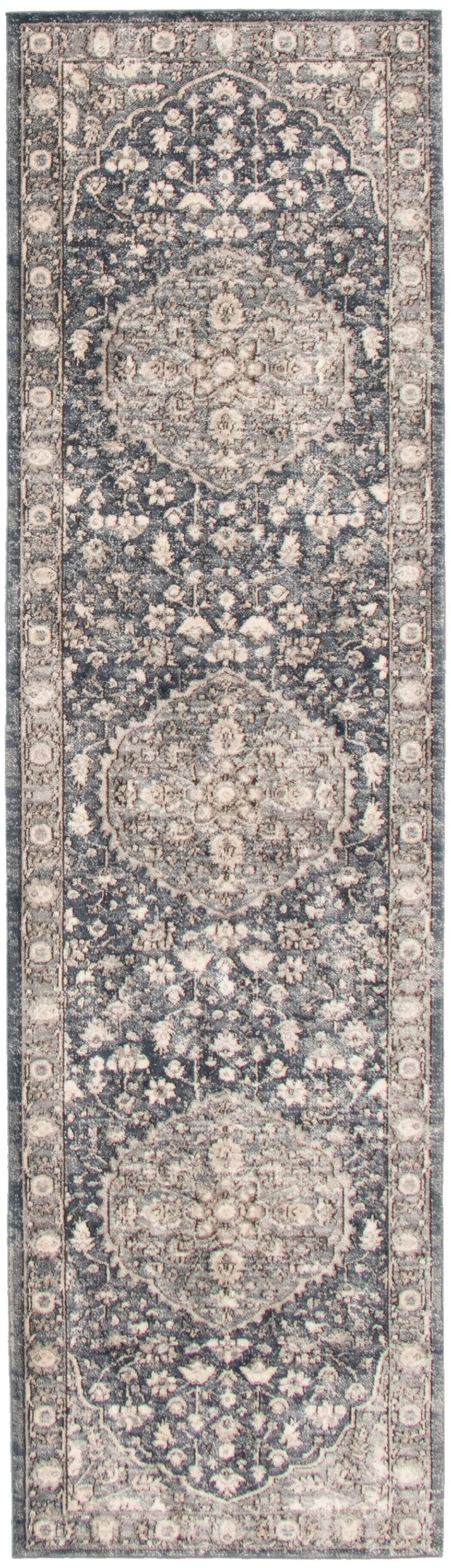 ECARPETGALLERY 324514 Oregon Tabriz 2 X 9 (ft) Grey Indoor Distressed/Overdyed Vintage Runner Rug