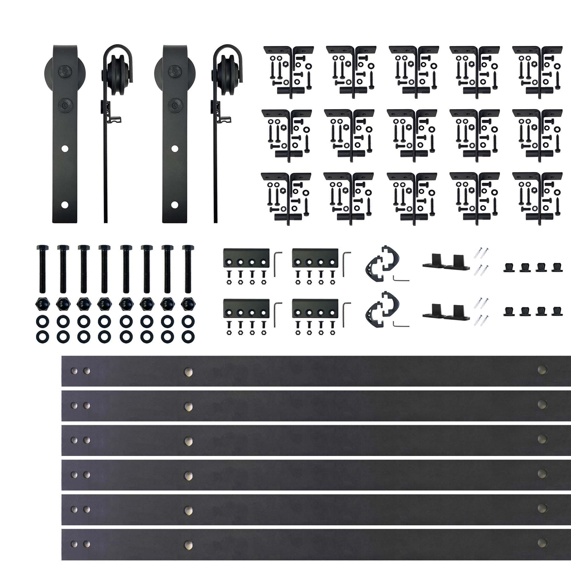 HOMACER CM-YT4TGH240C 240-in Rustic black Black Indoor J-strap Single bypass Barn door hardware kit