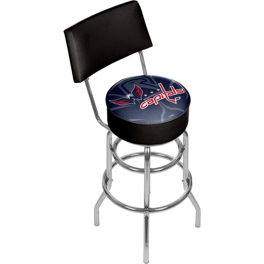 Trademark Gameroom NHL1100-WC-WM Washington Capitals Bar Stools with Backs Chrome Bar height Swivel Metal Bar Stool