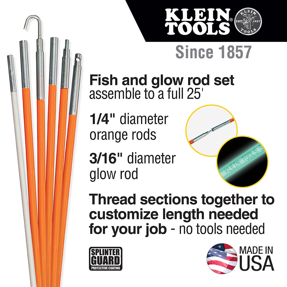 Klein Tools 25-ft Fiberglass Fish Poles in the Fish Tape & Poles department  at