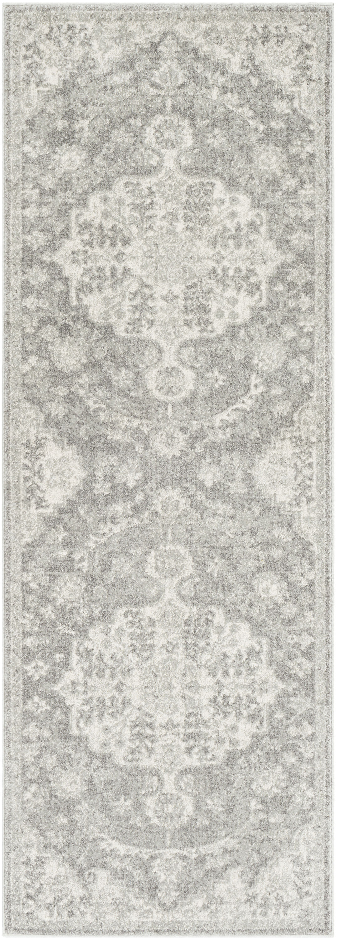 Surya HAP1071-2773 2 x 8 Gray Indoor Medallion Vintage Runner Rug