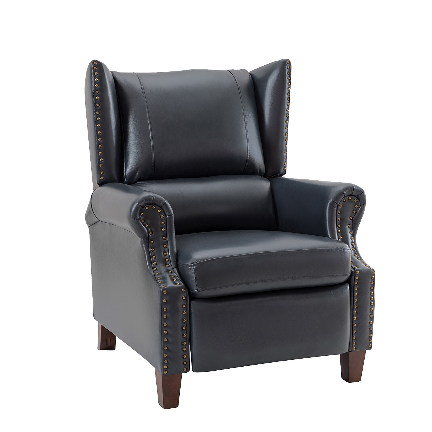 14 Karat Home RCXA0465-NAVY Navy Leather Upholstered Recliner