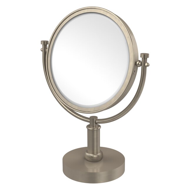 Allied Brass 8-in x 15-in Antique Pewter Double-Sided Magnifying Countertop Vanity Mirror Allied Brass 8-in x 15-in Antique Pewter Double-Sided Magnifying Countertop Vanity Mirror