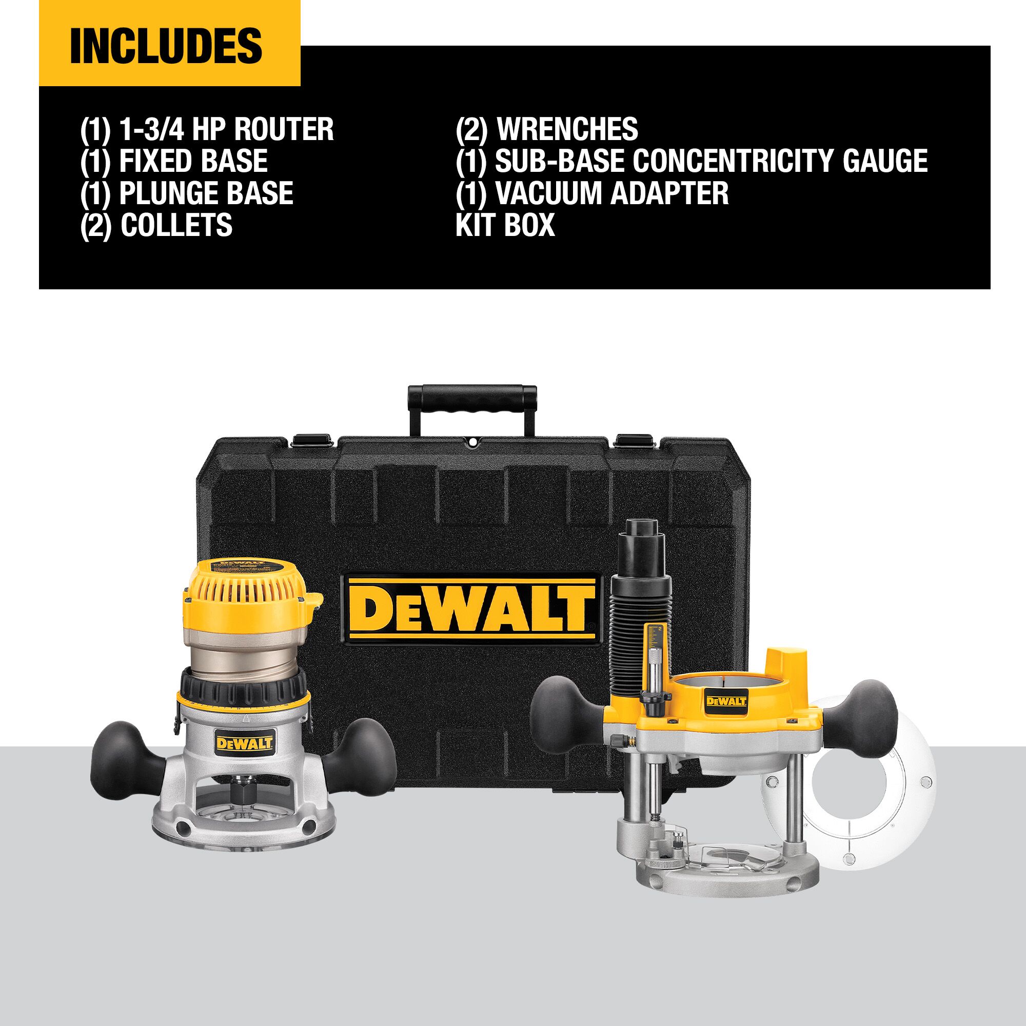 DEWALT 1/2-in 1.75-HP Combo Fixed/Plunge Corded Router with Hard Case in  the Routers department at