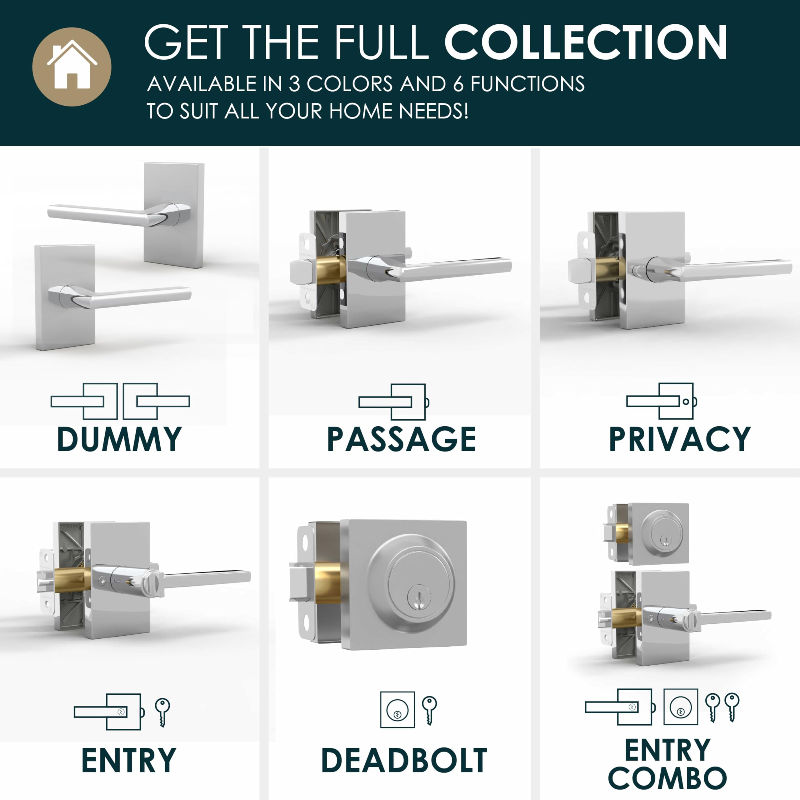 Mega Handles GLAMOR-DU-PC-3SET Door-Handles - Thumbnail View #4