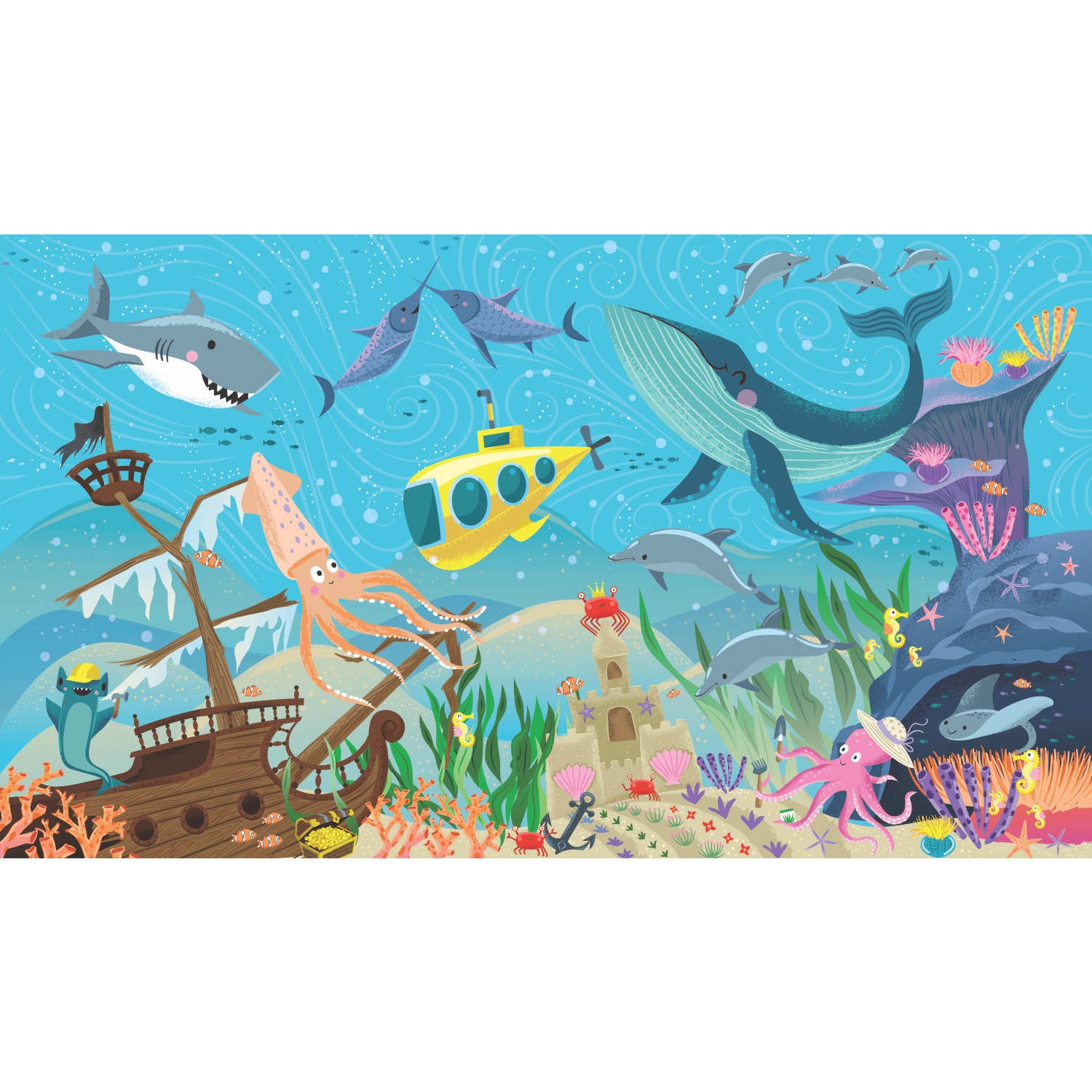 RoomMates RMK12032M Blue and Green Underwater Discovery Wall Mural