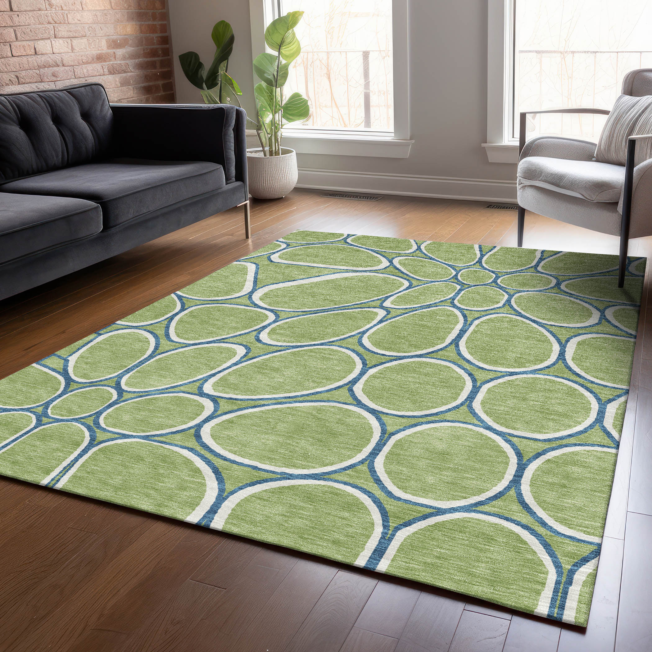 Addison Rugs ACN1041AL30X46 Chantille ACN1041AL 2 x 3 (ft) Polyester Aloe Rectangular Indoor/Outdoor Geometric Machine washable Area rug