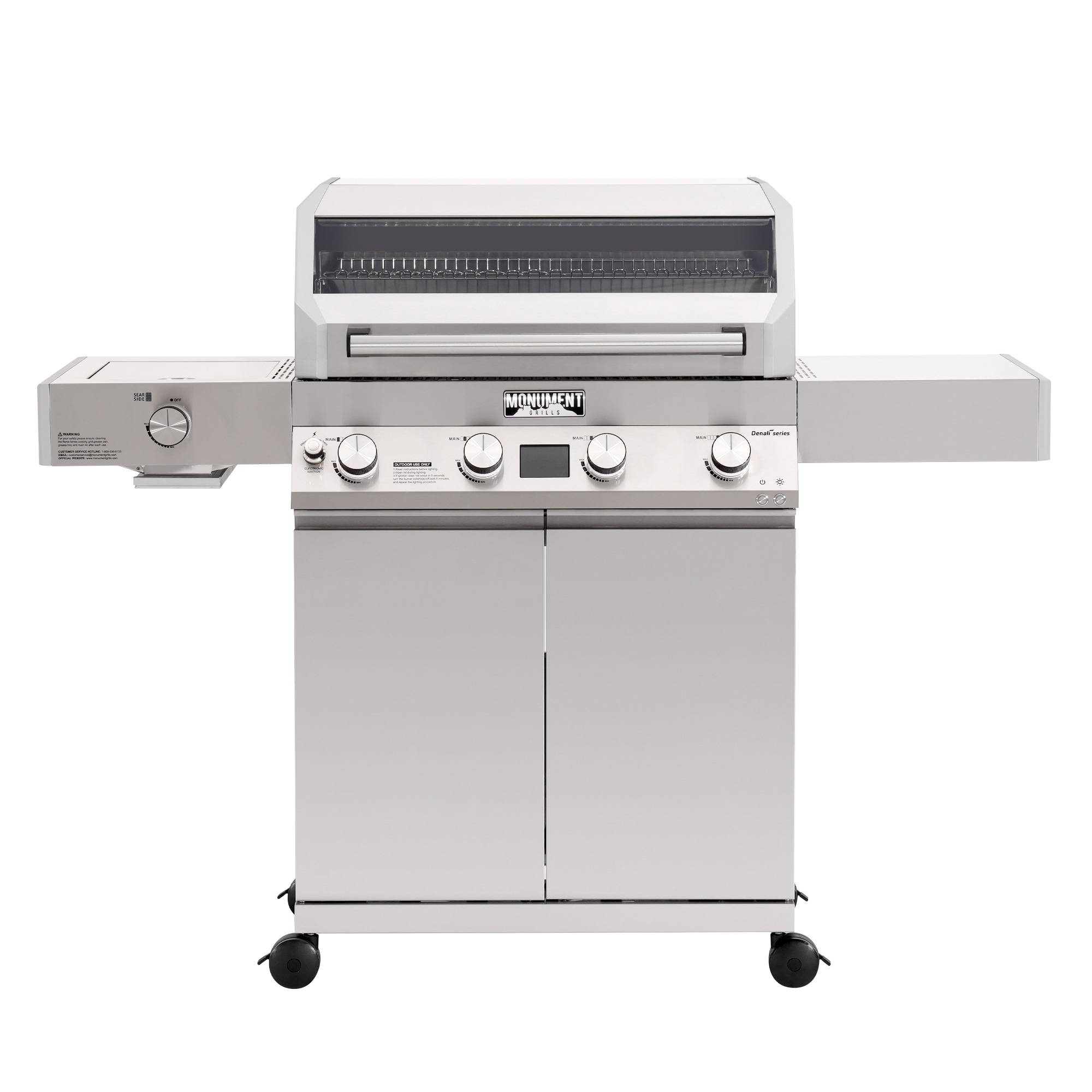 Monument D410 Denali 410 Stainless steel 4 -Burner Infrared Liquid Propane Gas Grill 1 -Side Burner