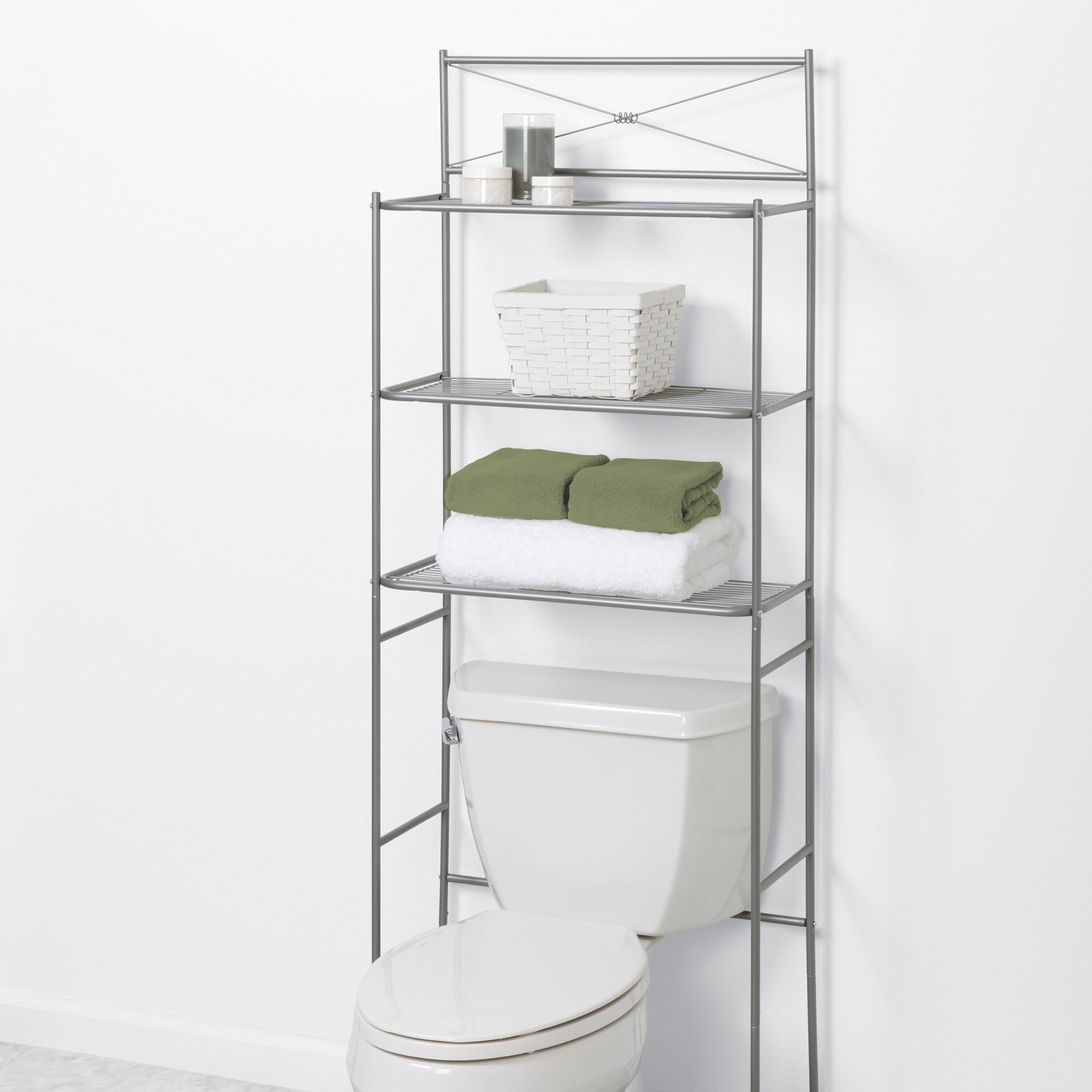 Tileon 23.6 in. W x 62 in. H x 9.1 in. H D White MDF Bathroom Shelf Over The Toilet Storage Cabinet Space Saver with 3-Shelf