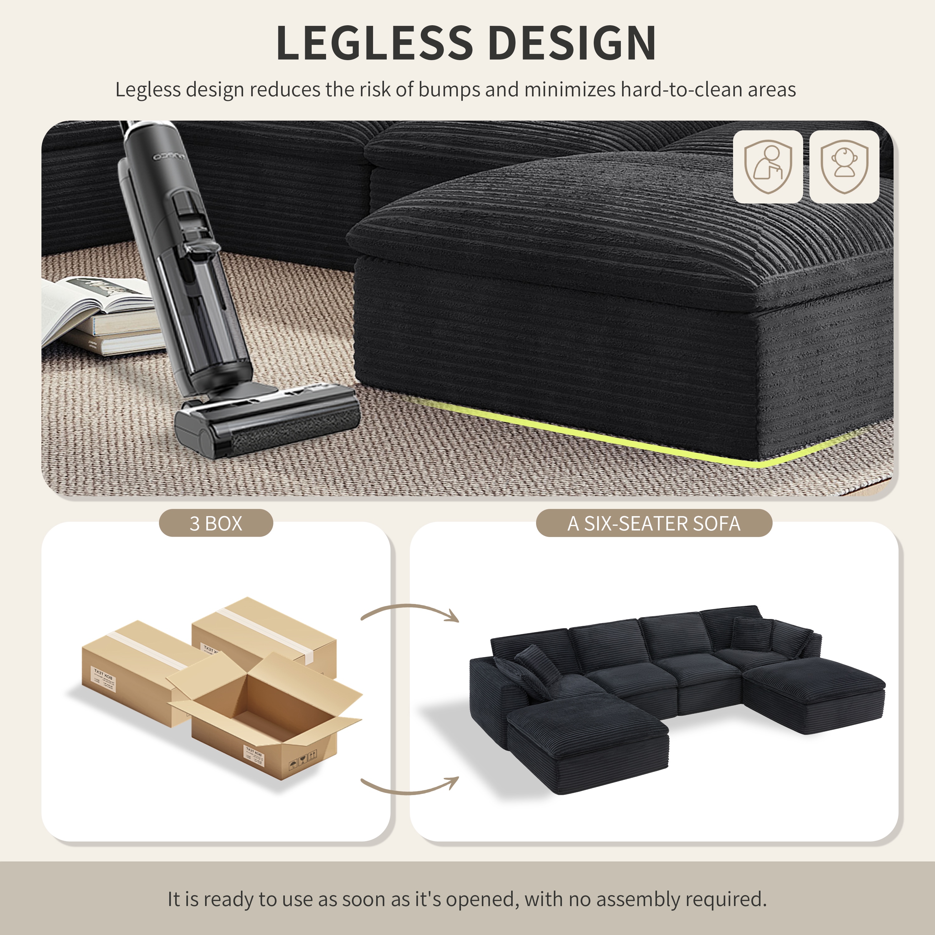 ModernLuxe L3P-N723S9728B Sofas-Loveseats - View #4