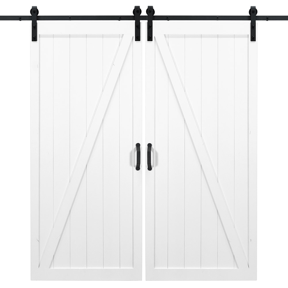 Dogberry 36-in x 84-in White Knotty Alder Wood Double Barn Door ...