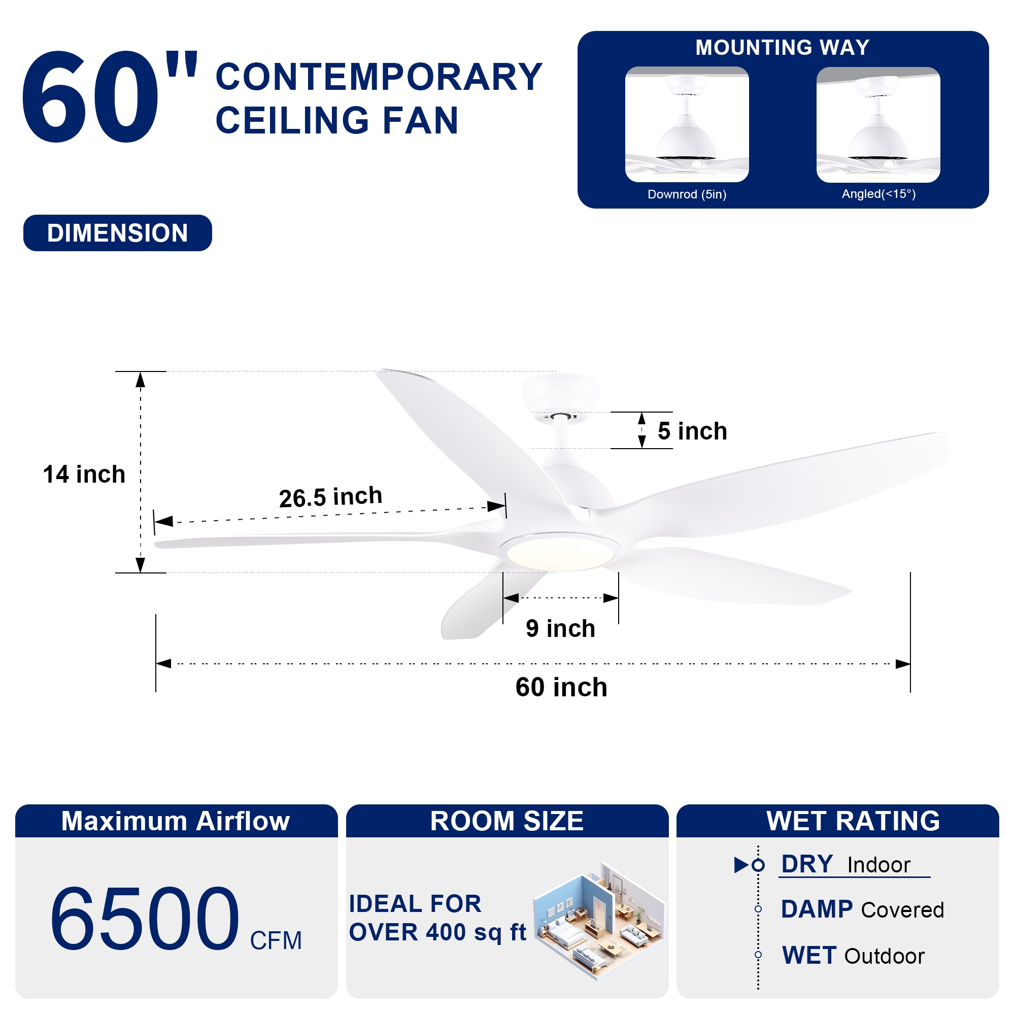 Sevenine 60LS3P1015AW5 Ceiling-Fans - View #3