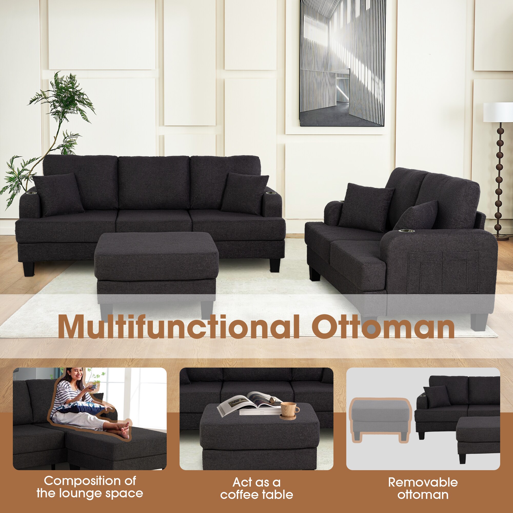 IHOMEadore MDSL6936DG Sofas-Loveseats - View #6
