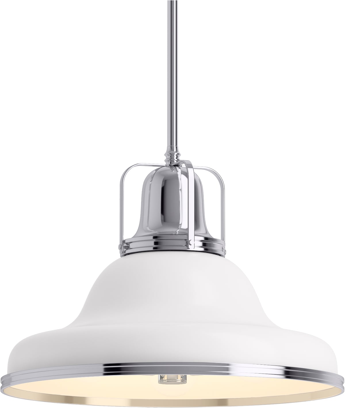 Hauksbee 17.9" Aluminum Fluorescent Pendant Light, White with Chrome Trim