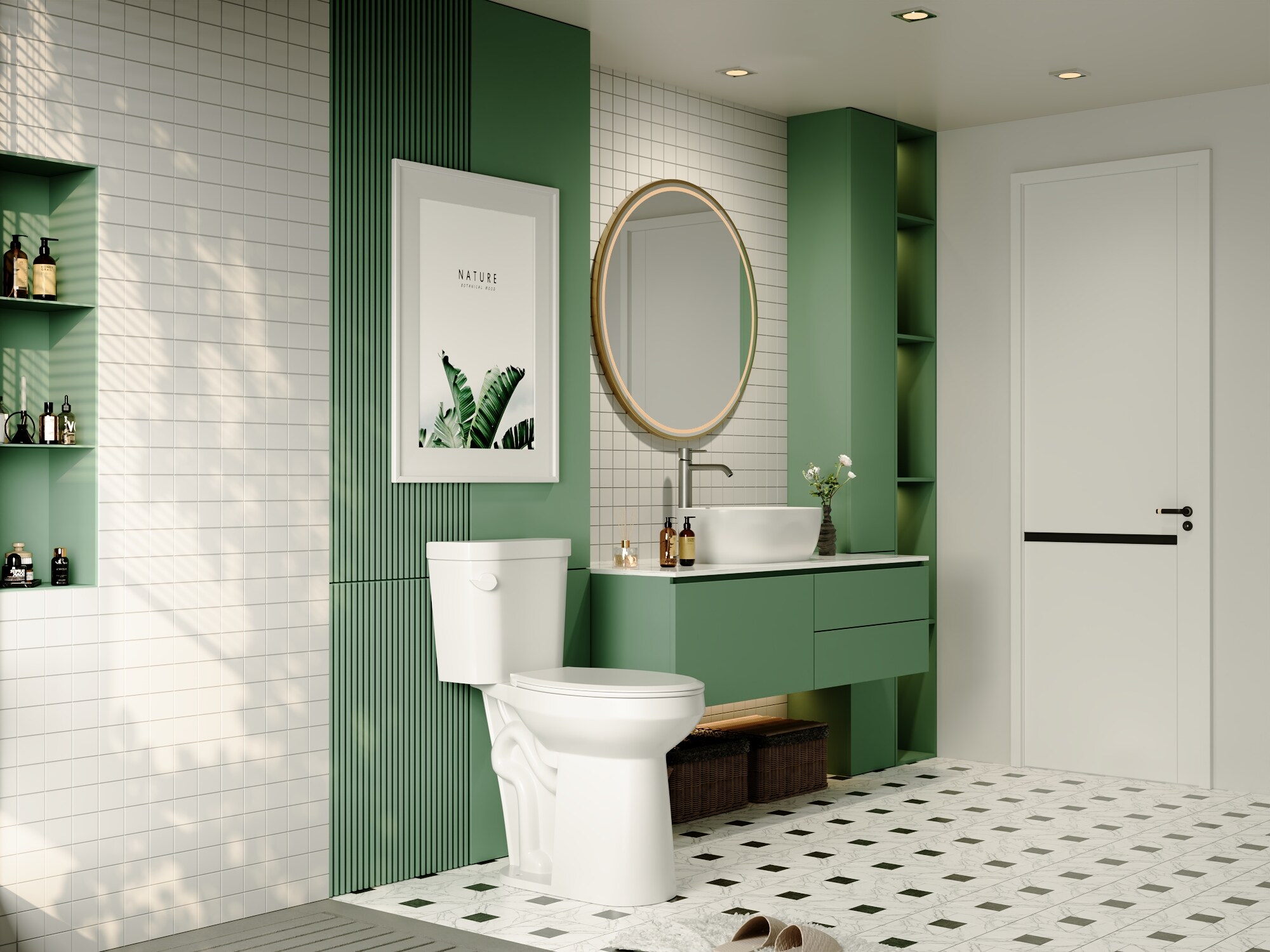 21-Inch White Ceramic Elongated High Efficiency Toilet