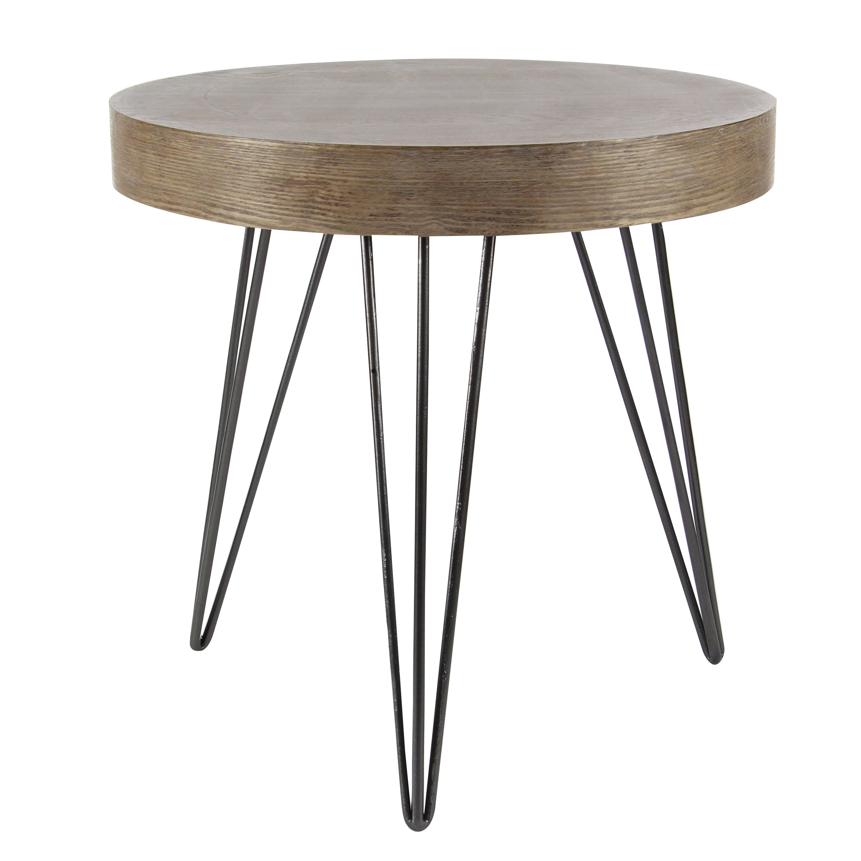 Elegant Round 20" Wood and Metal Accent Table in Brown