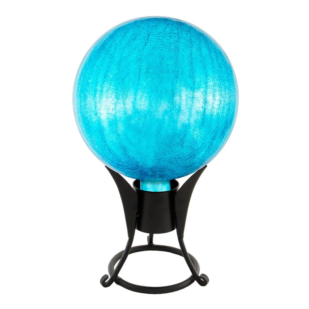 Teal Crackle Hand-Blown Glass 10" Garden Gazing Globe