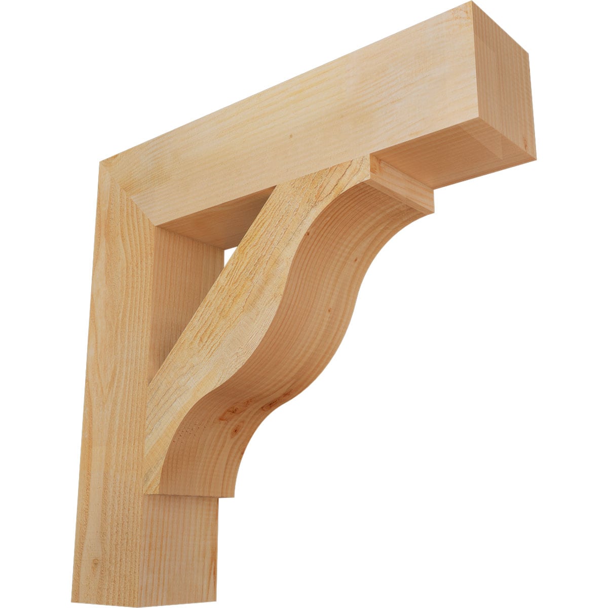 Ekena Millwork BKT06X28X28FST05RDF Funston Block Rough Sawn 6-in x 28-in x 28-in Douglas fir Brown Wood Standard bracket