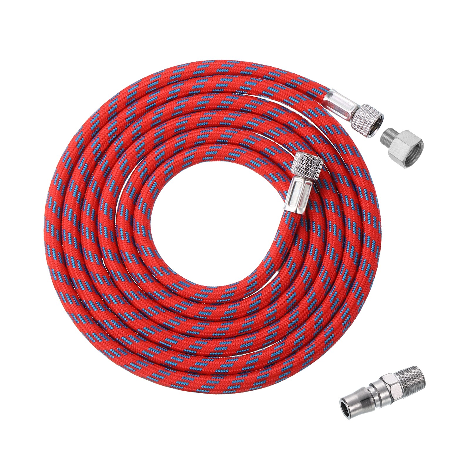 PATIKIL 1/8 Air Brush Hose 6ft Nylon Braided Air Brush Hose with 1/8 Inch Ends and 1/4 Inch Male Adaptor for Paint Machine Nails Red