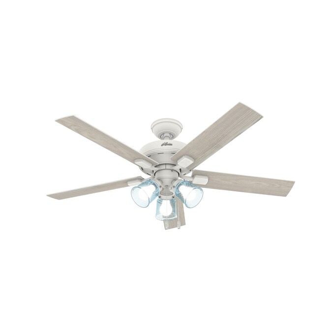 Hunter Whittier 52 In Fresh White Led Indoor Ceiling Fan With Light 5 Blade The Fans Department At Com White Led Indoor Ceiling Fan, Rustic White Ceiling Fan