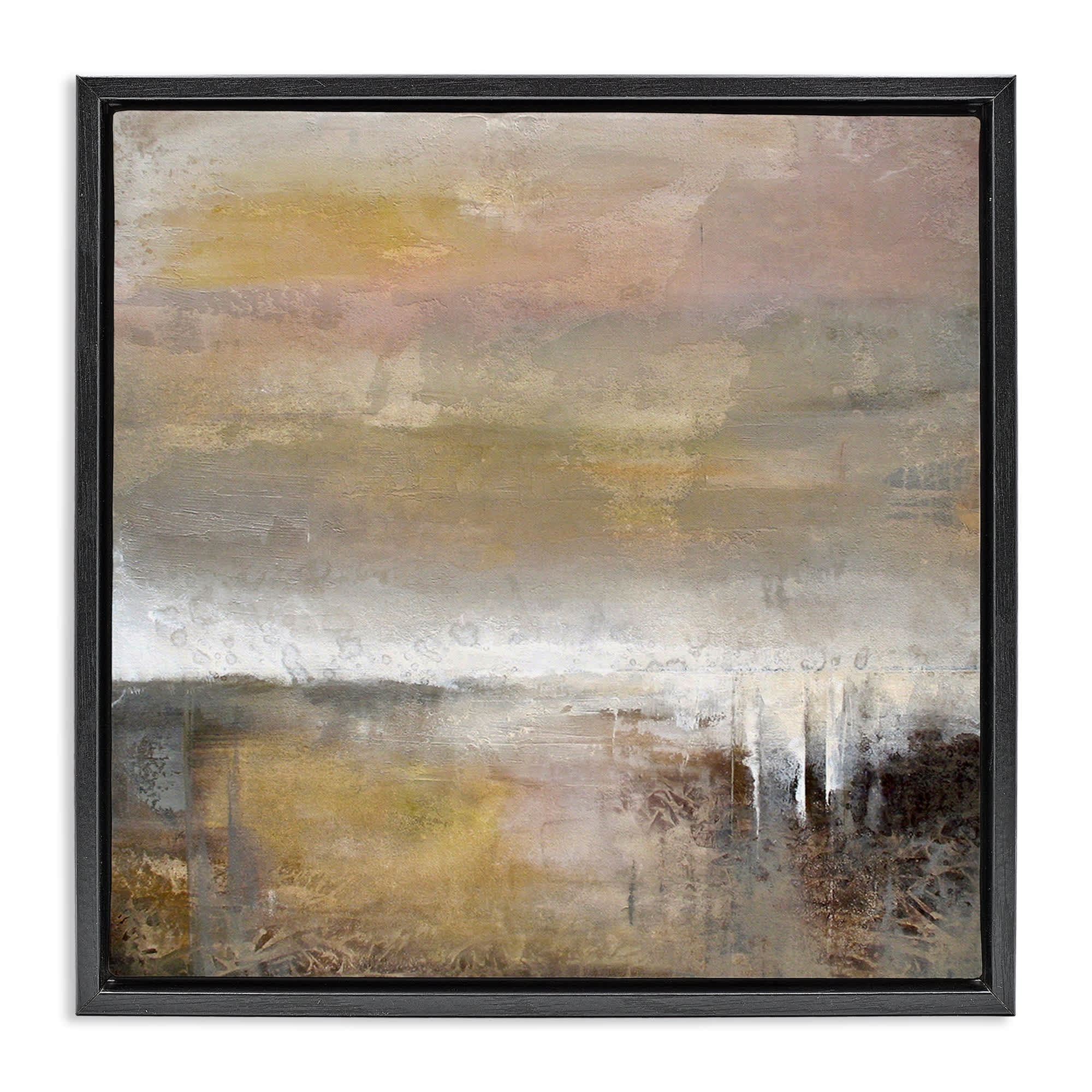 Stupell Industries BS-781-FFB-24X24 Neutral Earthy Abstract Landscape Black Framed Floater Canvas Wall Art By Karen Hale 25 x 25