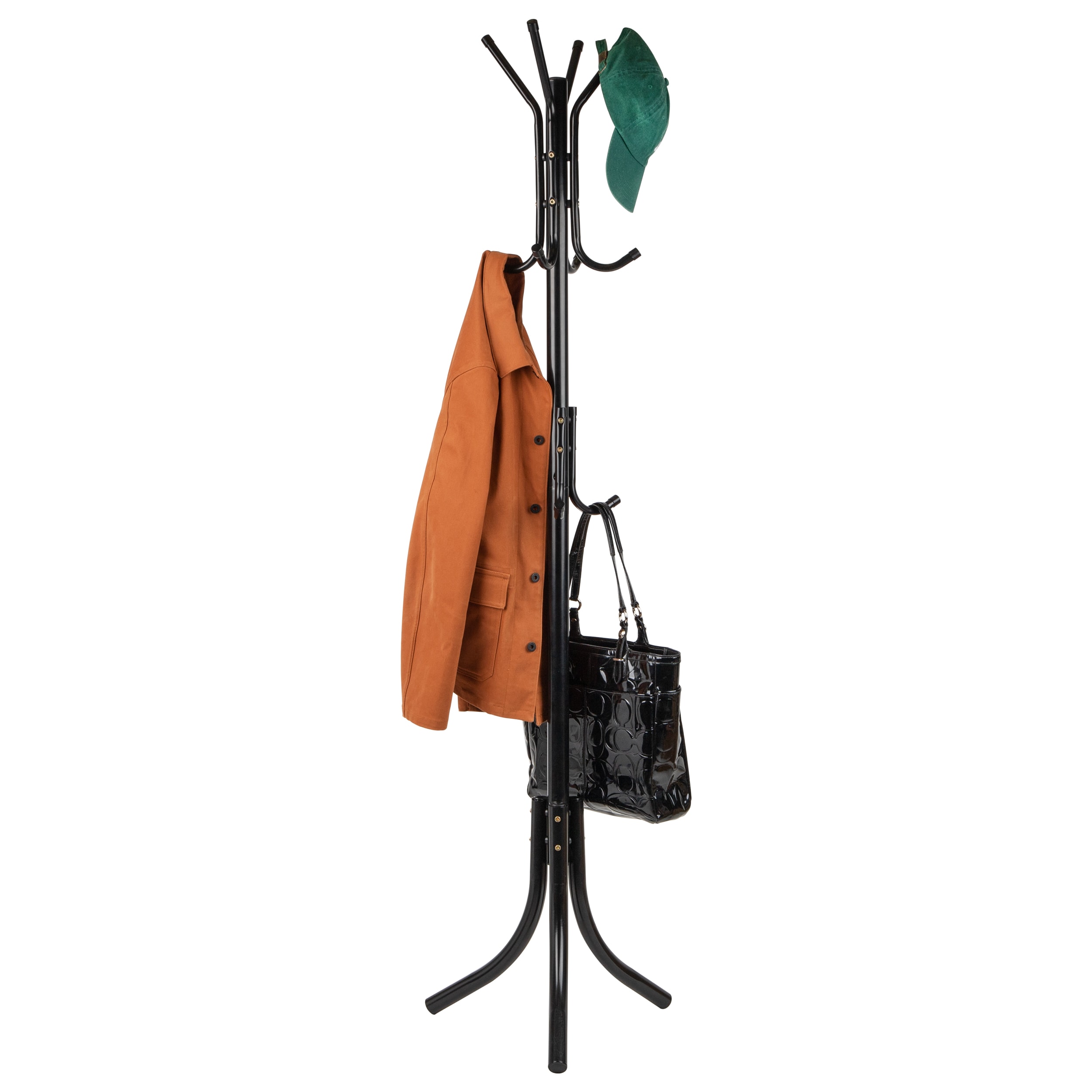 Mind Reader Traditional Black Coat Stand with 11 Hooks - Freestanding Steel Coat  Rack with Umbrella Stand - Space-Saving 3-Tier Design in the Coat Racks &  Stands department at