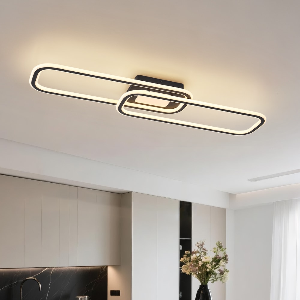 Zicbol 40.94-in Black Indoor LED Semi-flush Mount Light