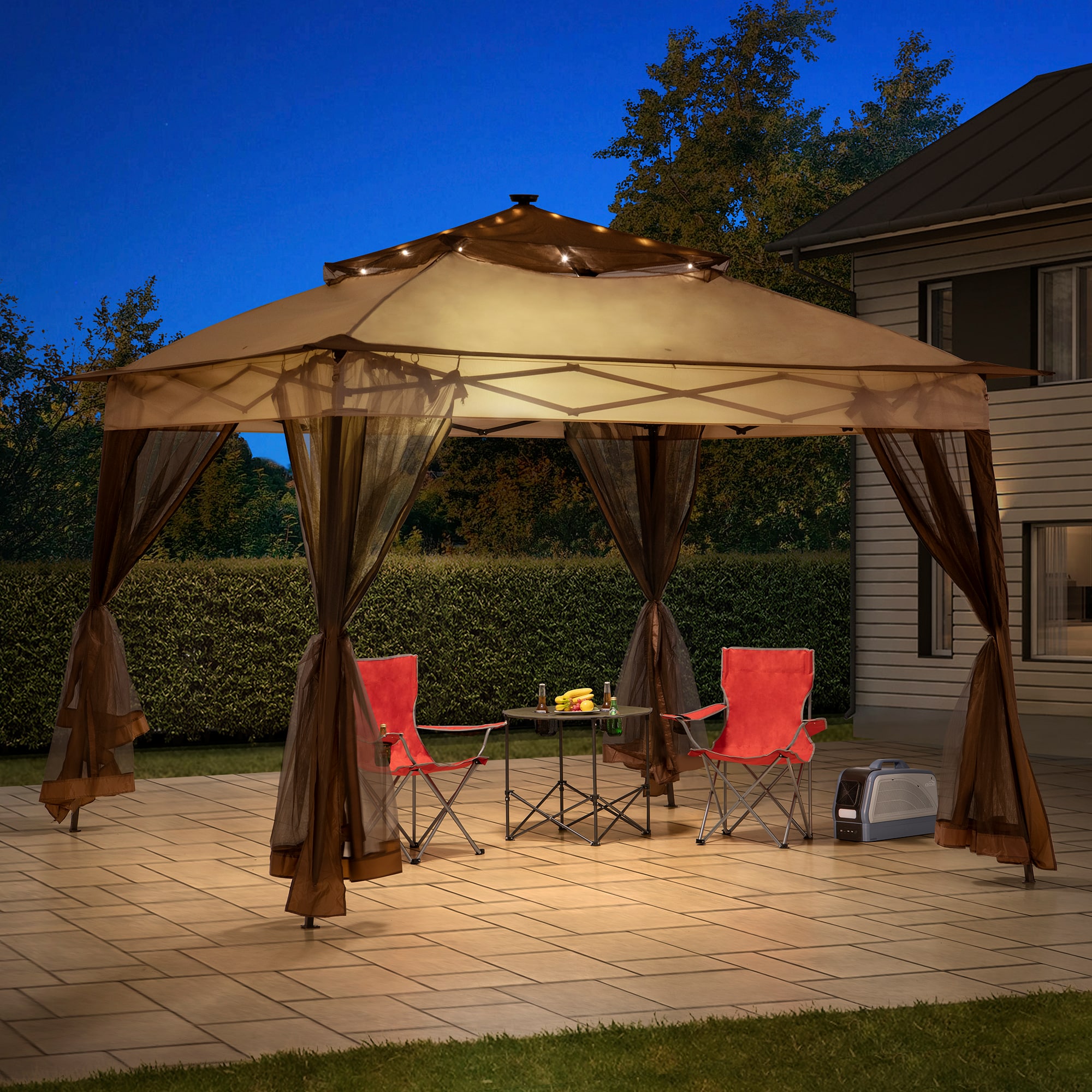Sunjoy 11-ft x 11-ft Brown Rectangle Pop-up Soft top Roof in