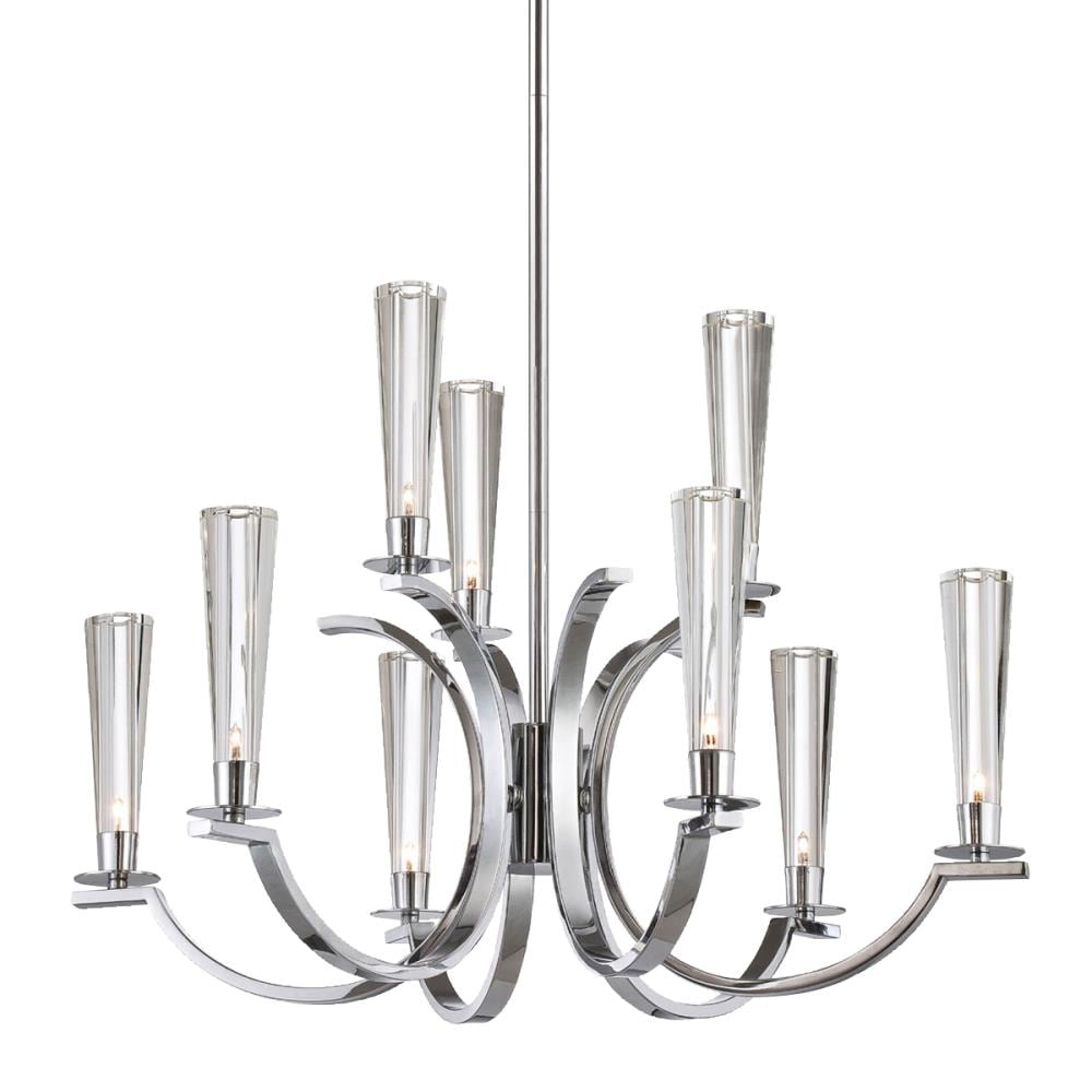 Eurofase 25634-013 Cromo 9 -Light Gloss Chrome Transitional For Use in Dining Rooms, Foyers, Kitchens, Living Rooms Chandelier