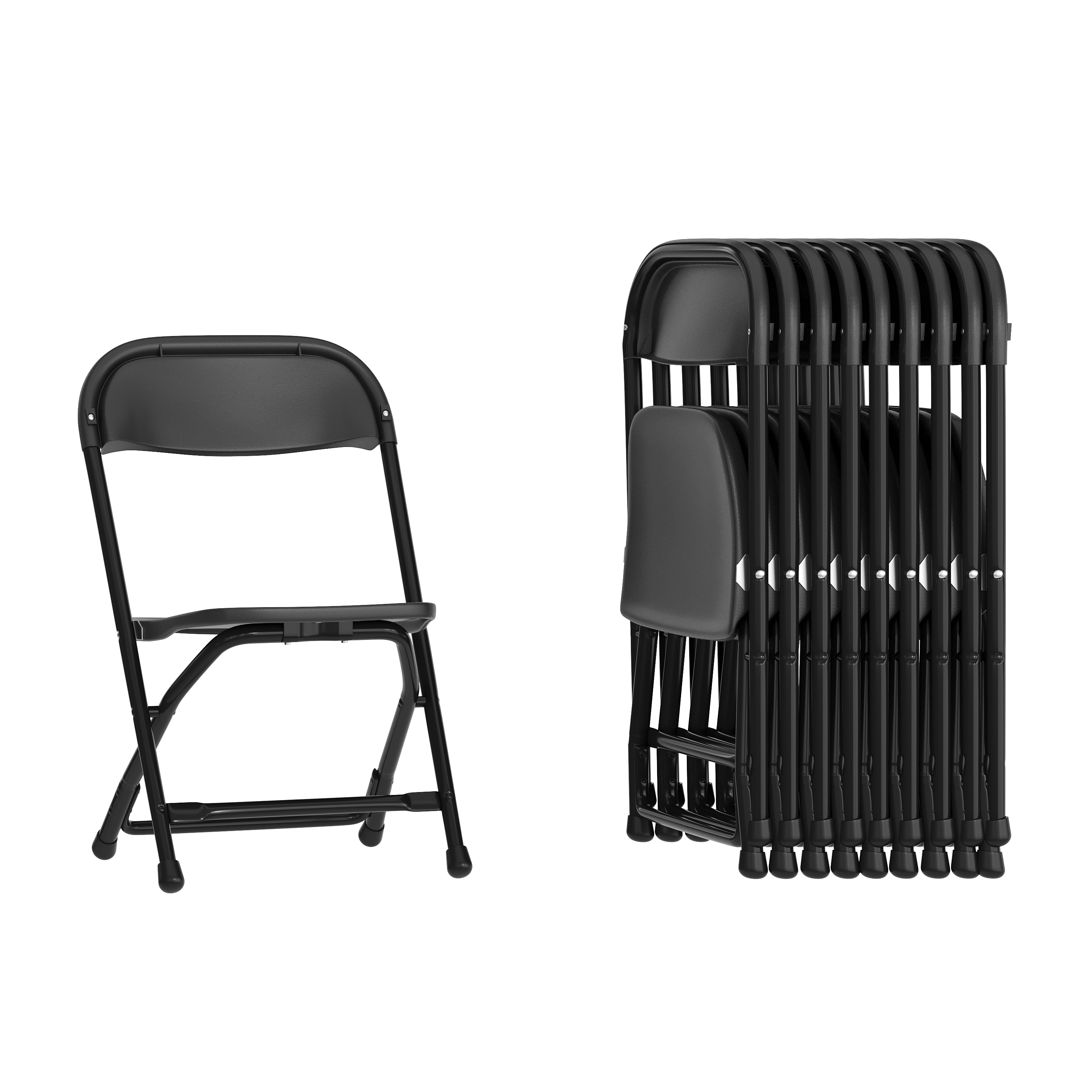 Emma + Oliver 10 Pack Kids Black Plastic Folding Chair in the Kids