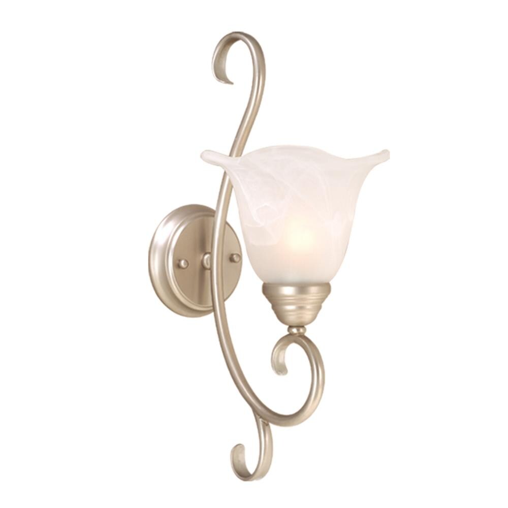 Bella Brushed Nickel Vanity Light with Alabaster Glass Shade