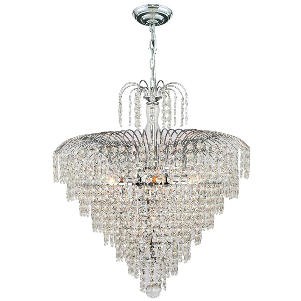 Worldwide Lighting W83031C20 7-Light Chrome Traditional Clear Glass Tiered Hanging Pendant Light