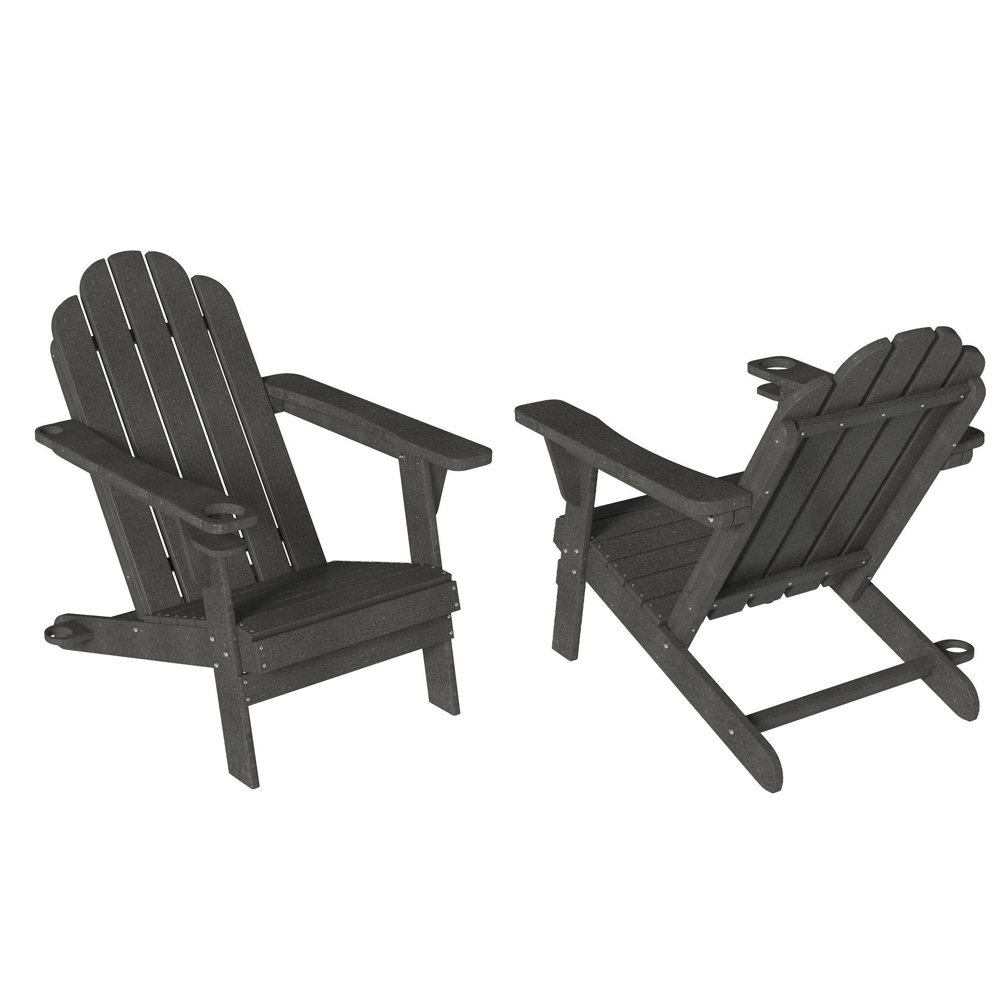 Clihome 2-Pieces of Slate Gray Adirondack Chairs Set of 2 Gray Hdpe ...