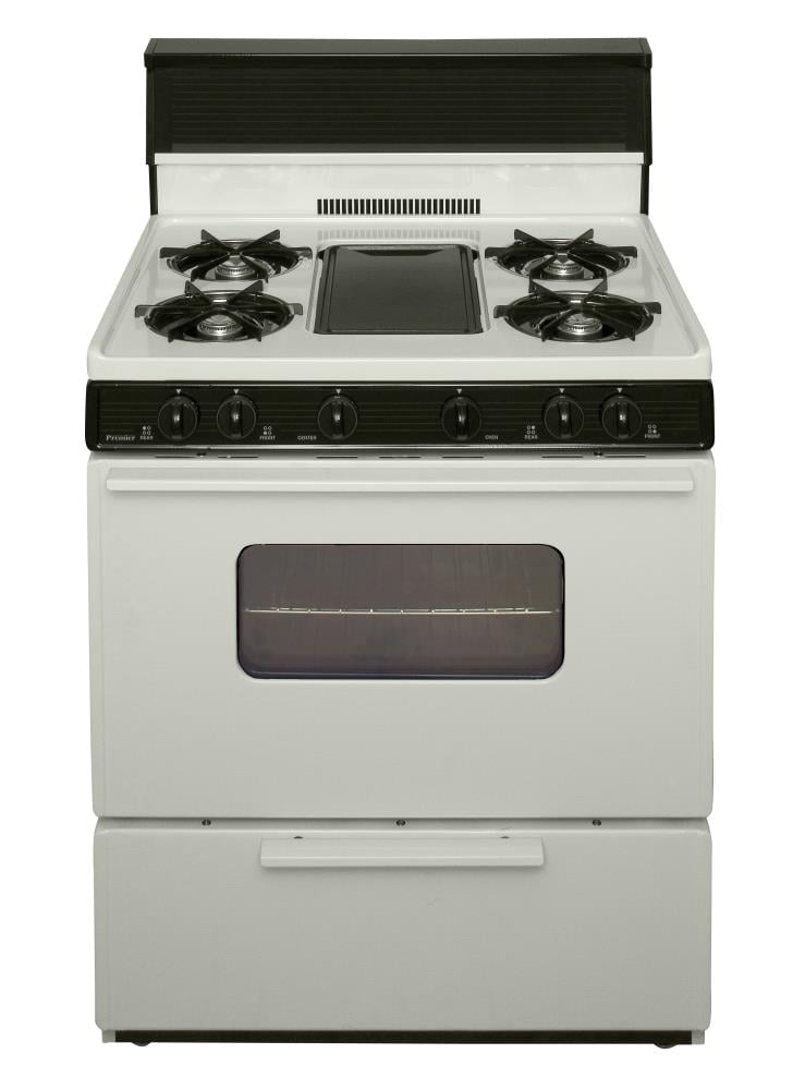 Premier BFK5S9TP 30-in 5 burners 3.9-cu ft Freestanding Natural Gas Range ( Biscuit with black trim )