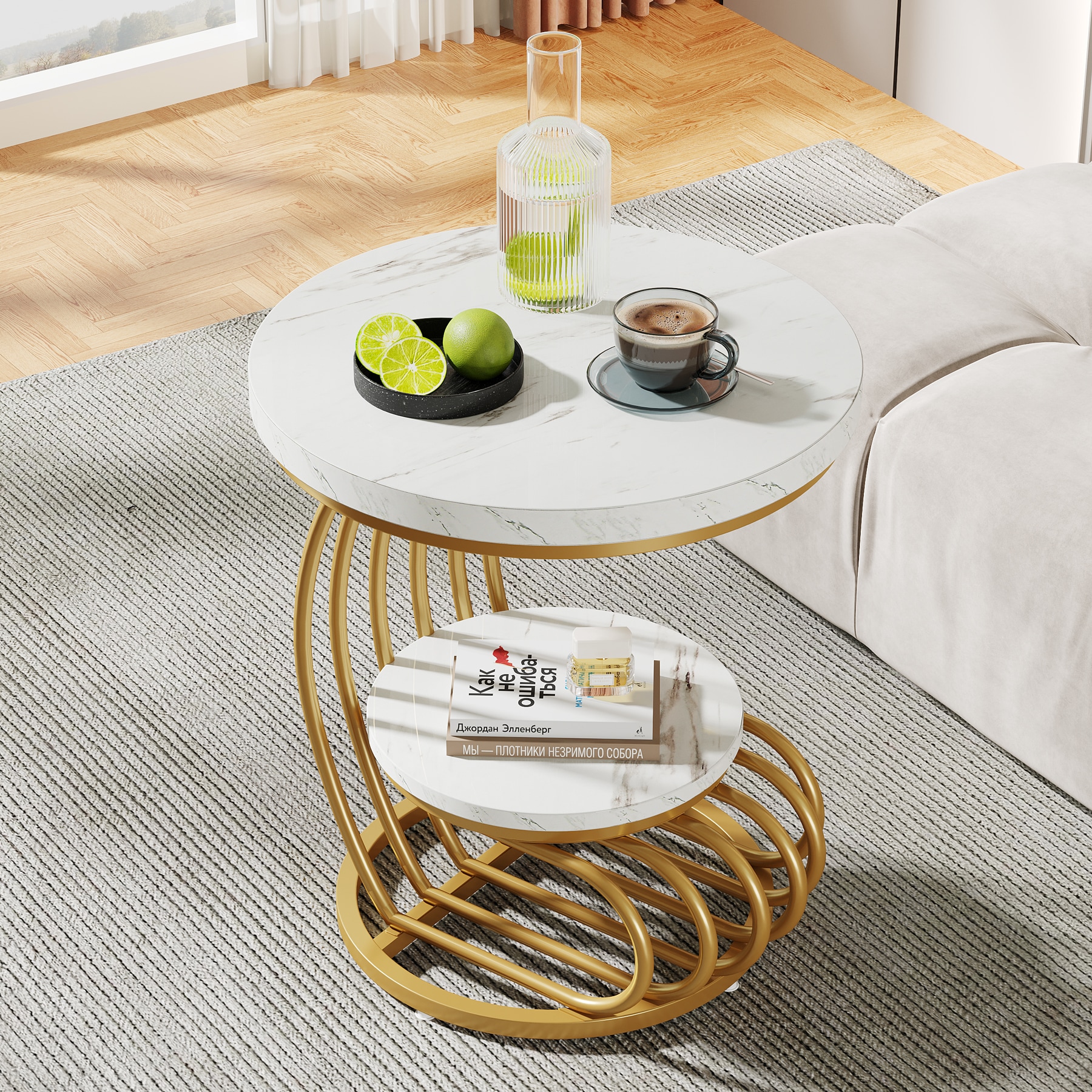 Tribesigns LWFD-NY097 End table 19.7-in W x 24.8-in H White Wood Round Modern End Table Assembly Required