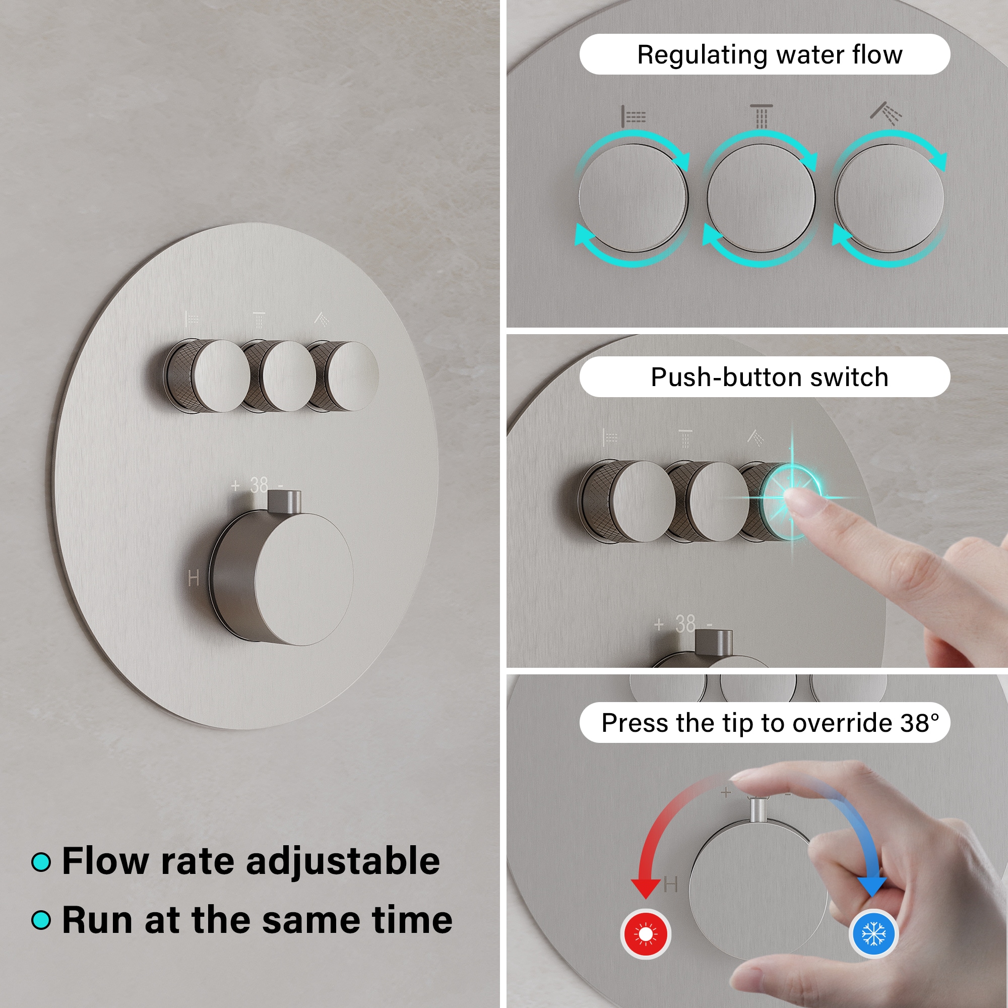 WELLFOR CR-P-10-3W02CP Showerhead-Bar-Panels - View #5