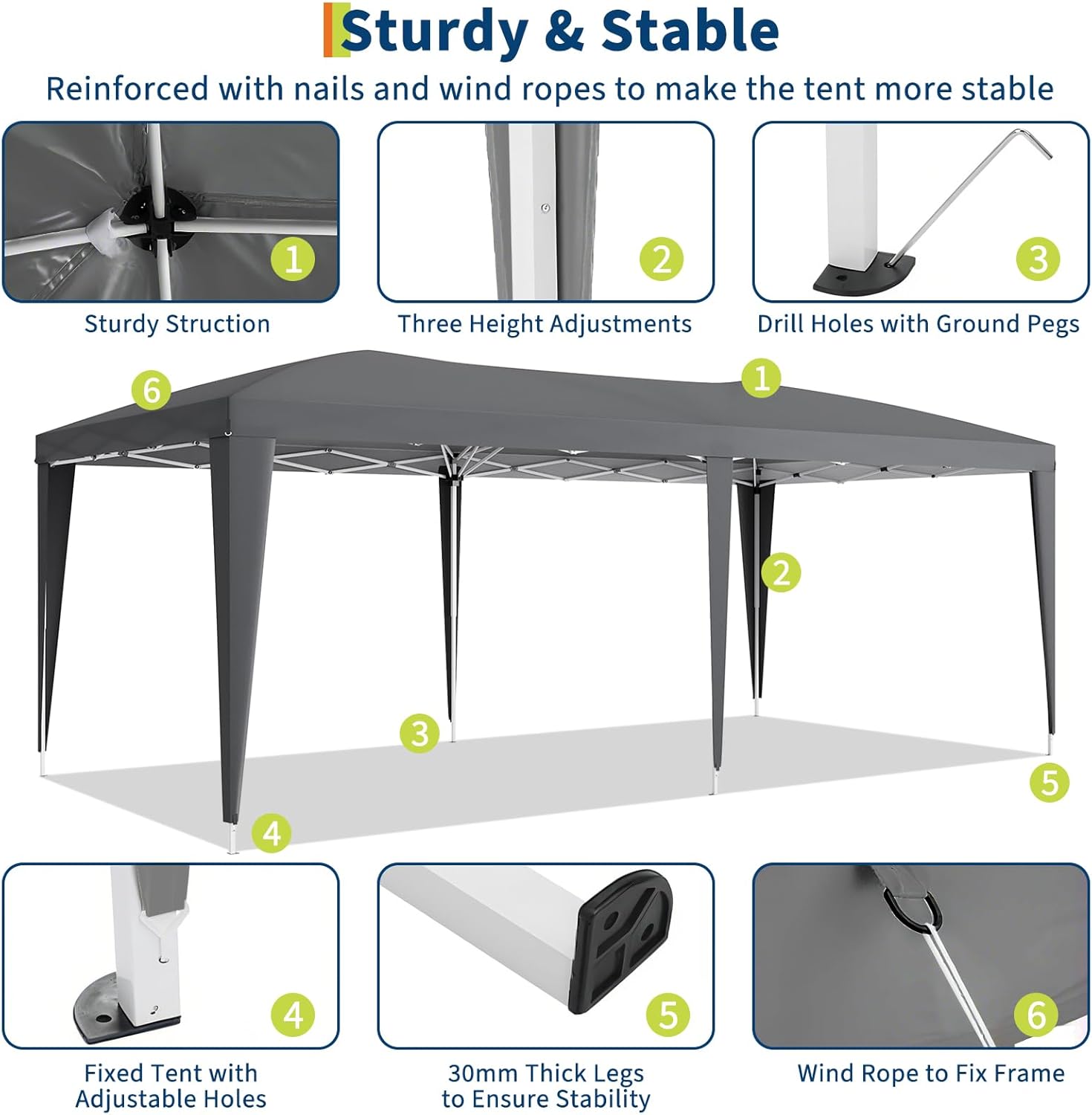 IdealHouse 10x20 Heavy Duty Pop Up Canopy Tent with 6 Removable ...