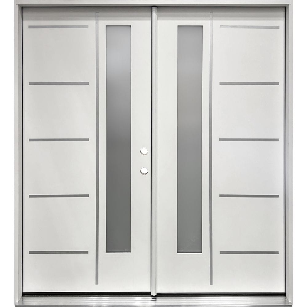 Greatview Doors 72-in x 80-in x 4-9/16-in Fiberglass Left-hand inswing Fiberglass Unfinished Prehung Commercial/Residential Insulating core Front Door