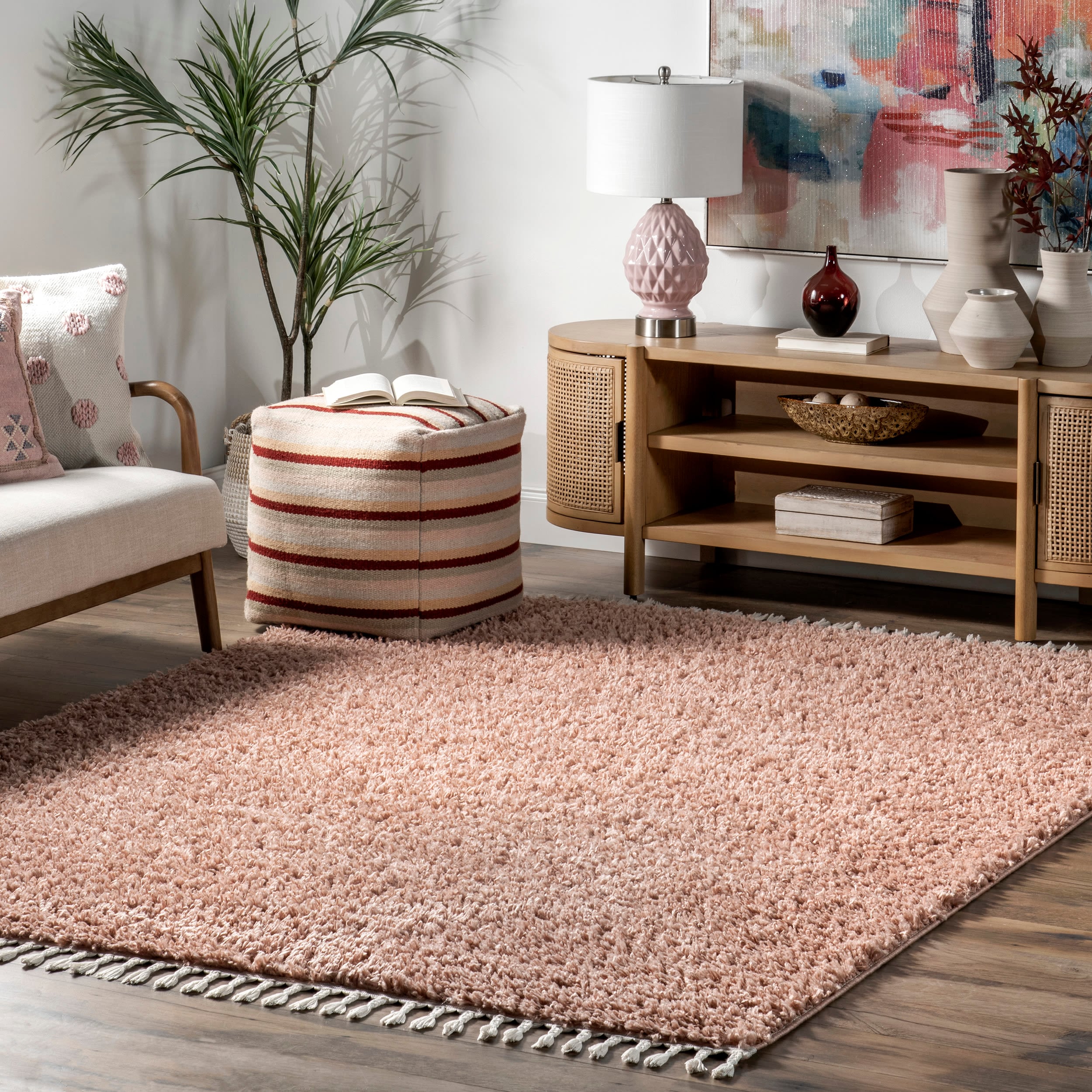 nuLOOM KKBL01E-8010 8 x 11 (ft) Loomed Polypropylene Pink Rectangular Indoor Solid Area rug