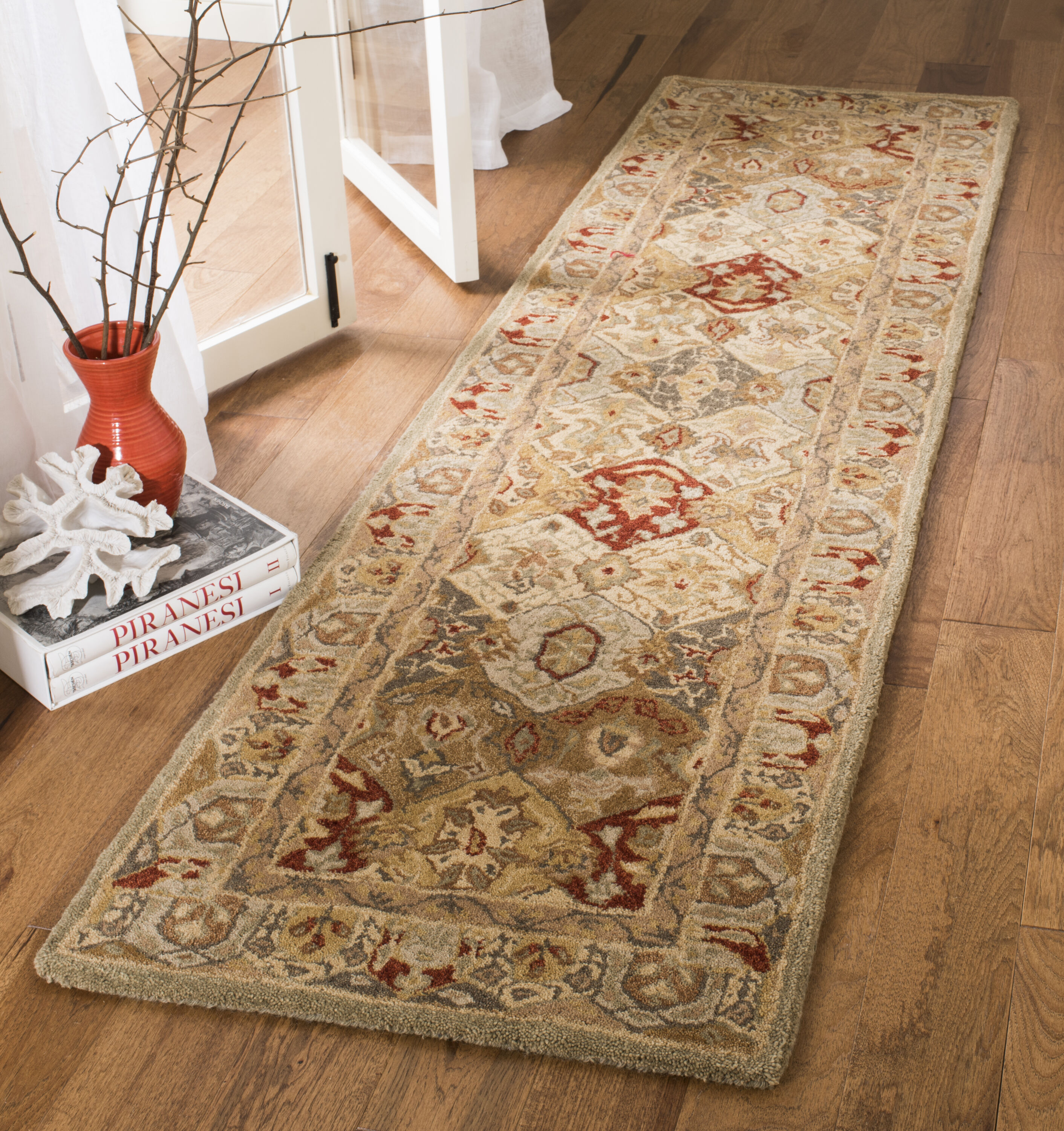 Safavieh AN530A-28 Anatolia Caria 2 x 8 (ft) Tufted Wool Beige/Multi Rectangular Indoor Abstract Vintage Runner rug
