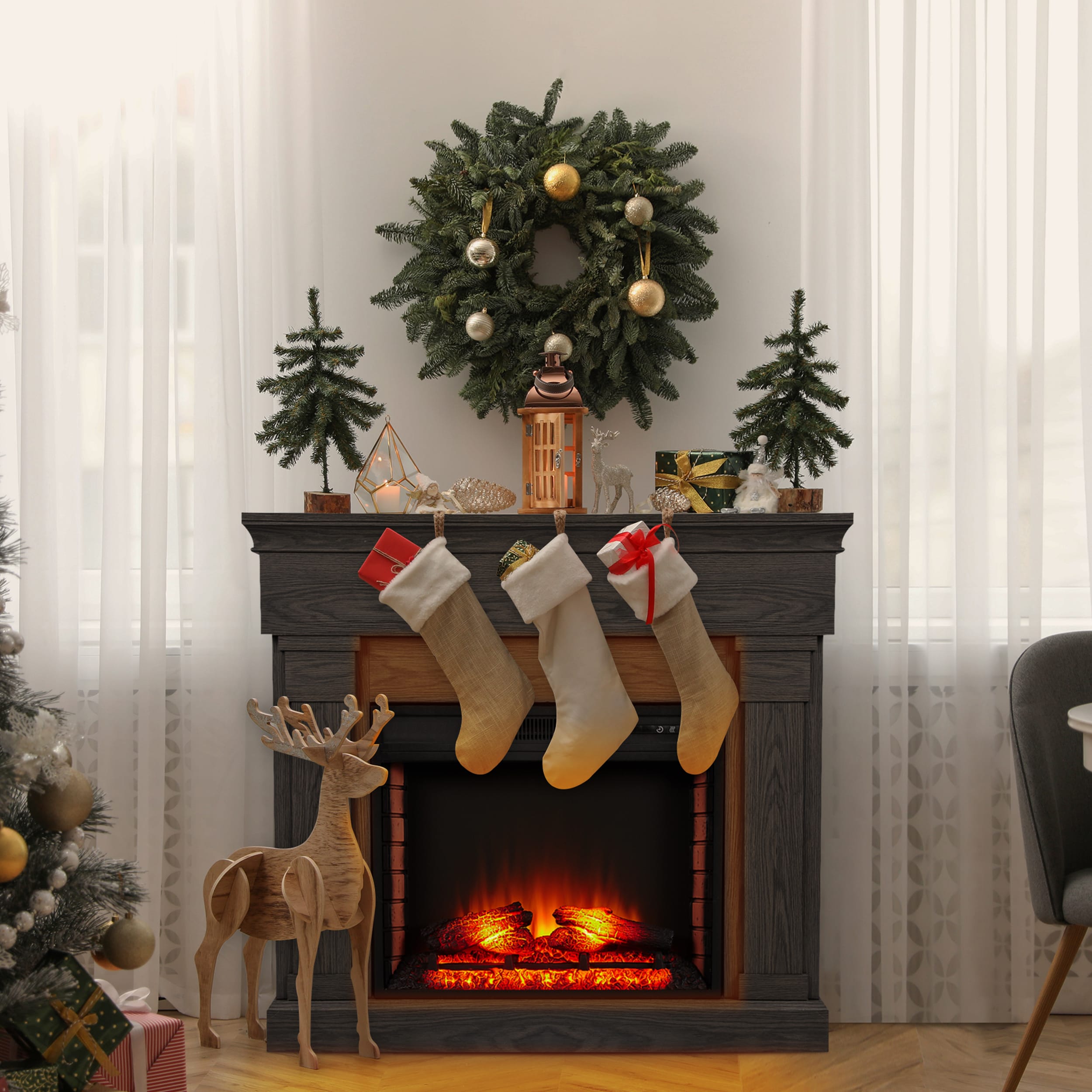 Utopia 4niture HASX-28A-GRAY Electric-Fireplaces - View #4