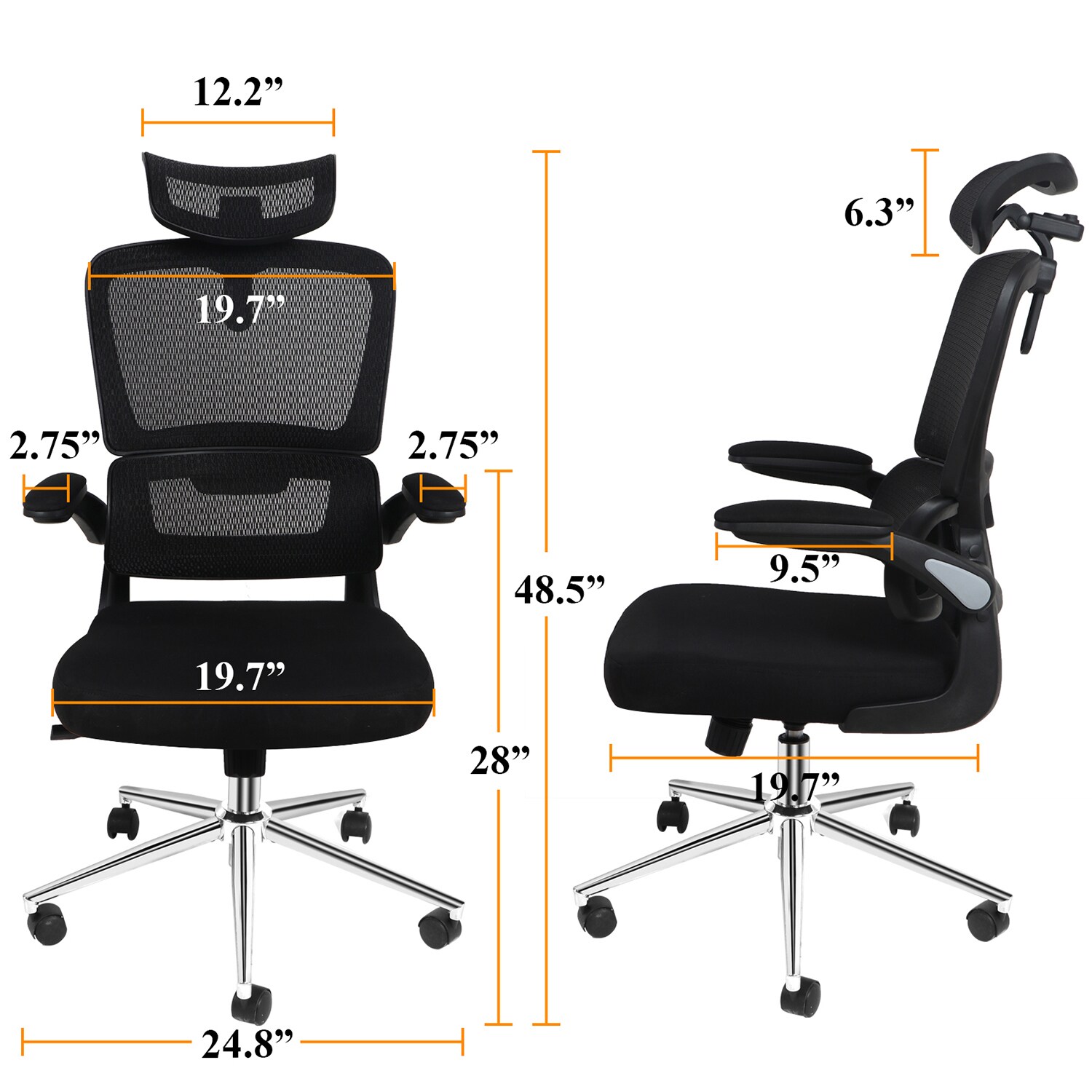 GZMR Mesh Ergonomic Office Chair Black Contemporary Ergonomic