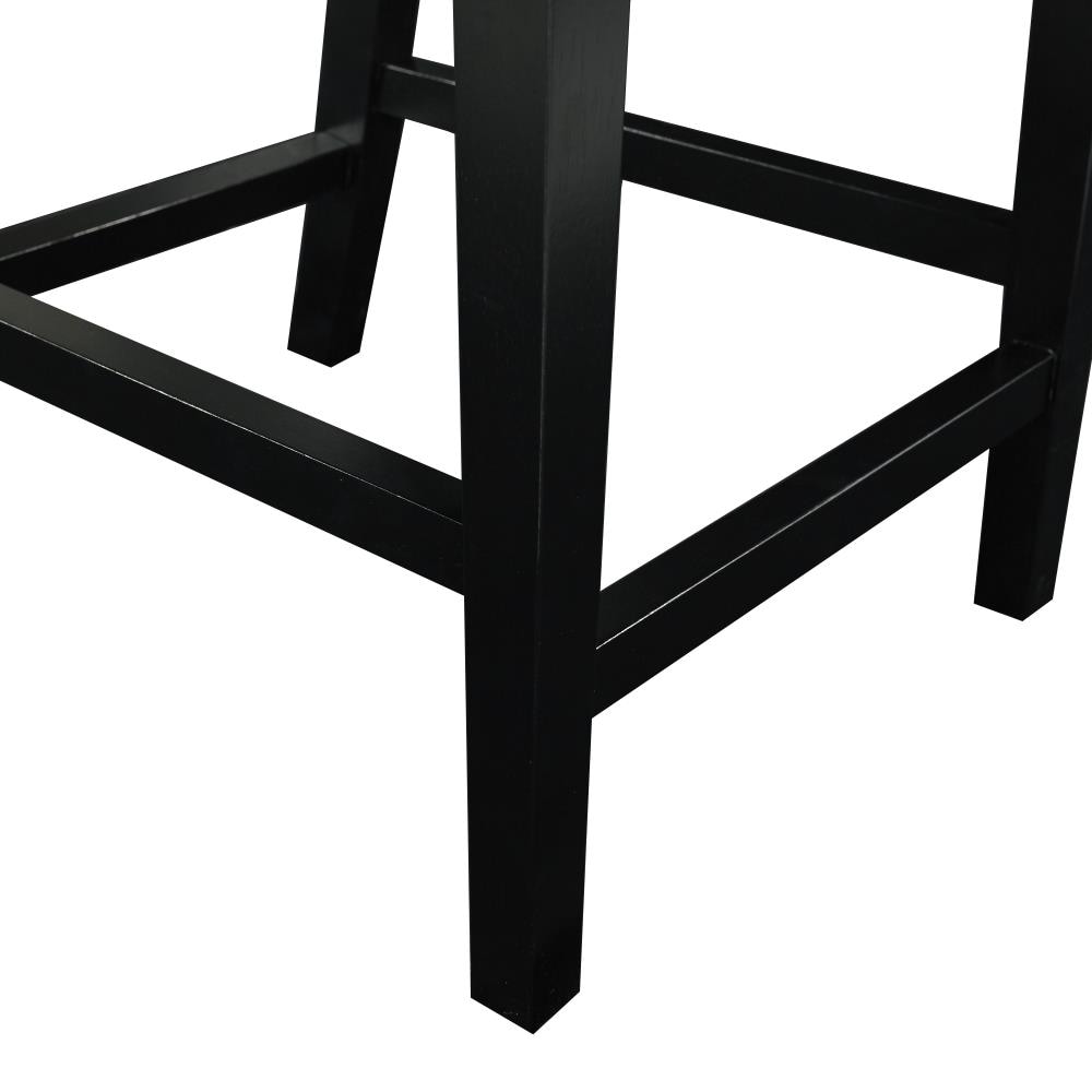 Clayton 24" Black Leather and Wood Swivel Counter Stool