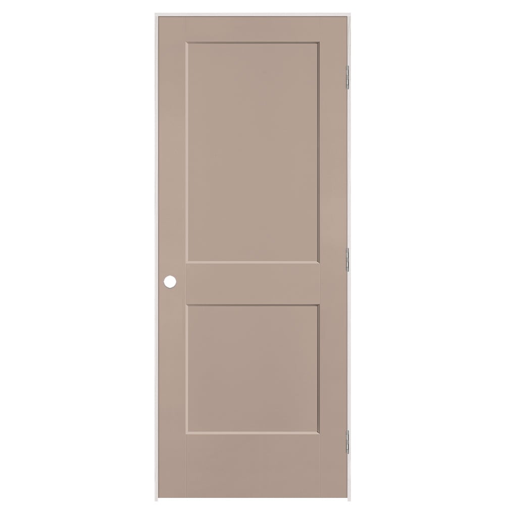 Masonite 895990 32-in x 80-in Sand Piper Solid core 2-panel square Left hand Smooth Prefinished Molded composite Flat Jamb Single Prehung Interior Door