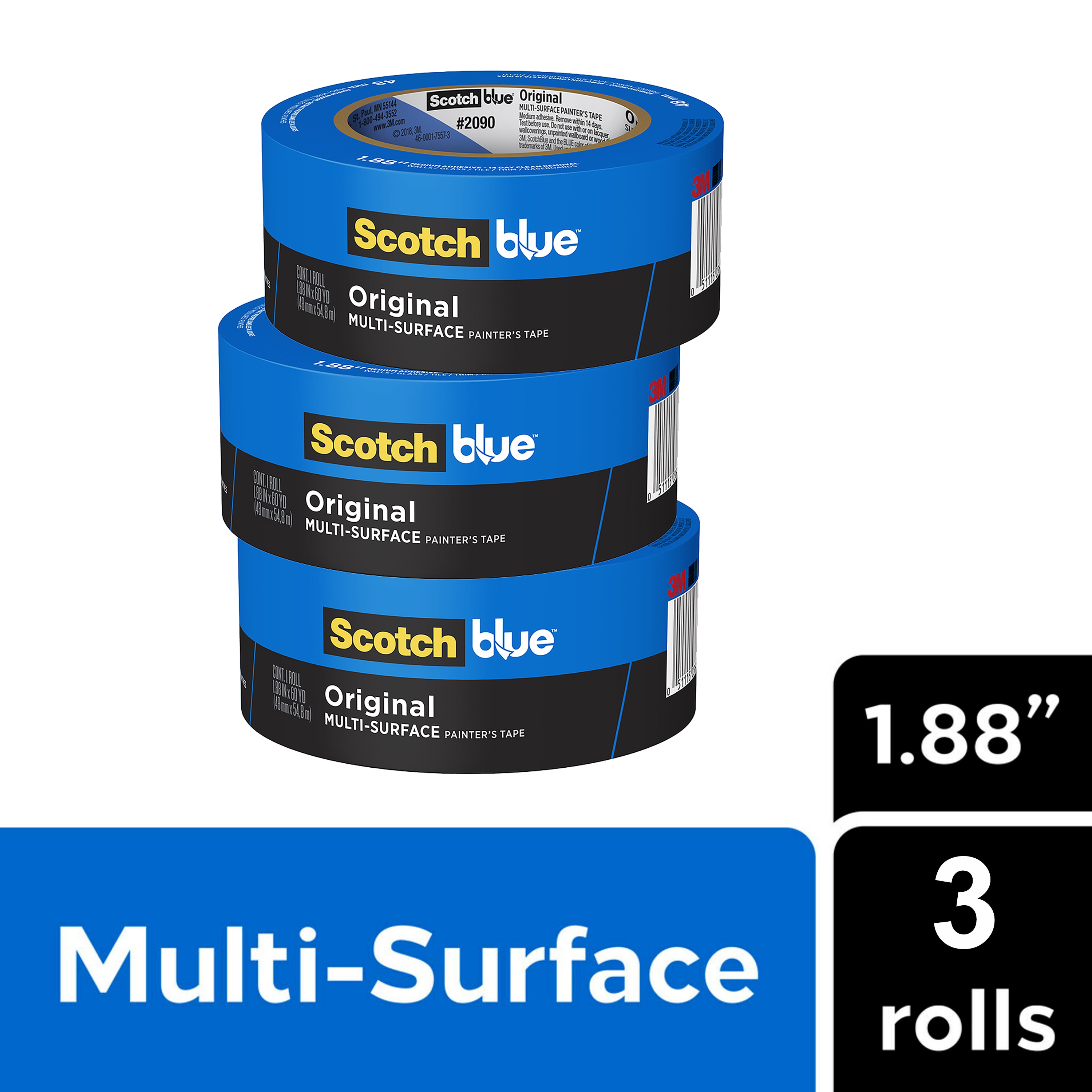 ScotchBlue 2090-48EP3 Original Multi-Surface 3 -Pack 1.88-in x 60 Yard(s) Painters Tape