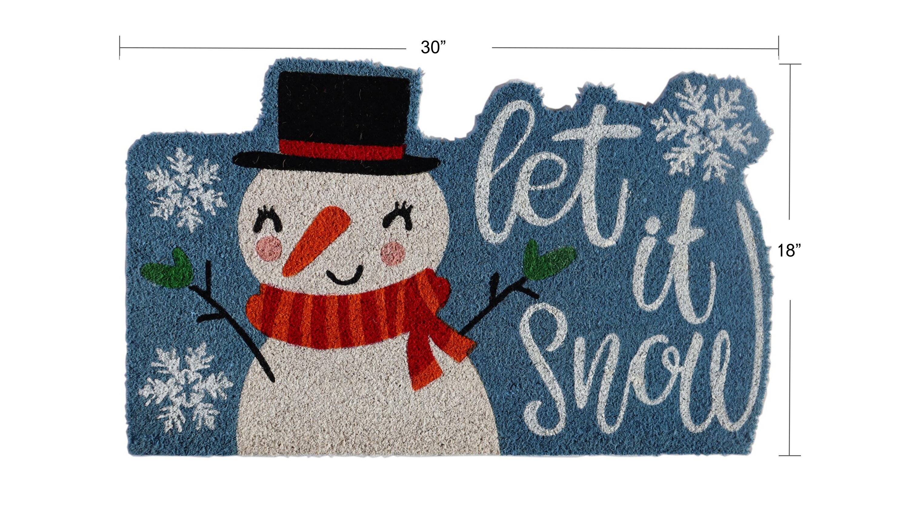 Imports Decor Winter 1-1/2-ft x 2-1/2-ft Blue Rectangular Outdoor Door Mat