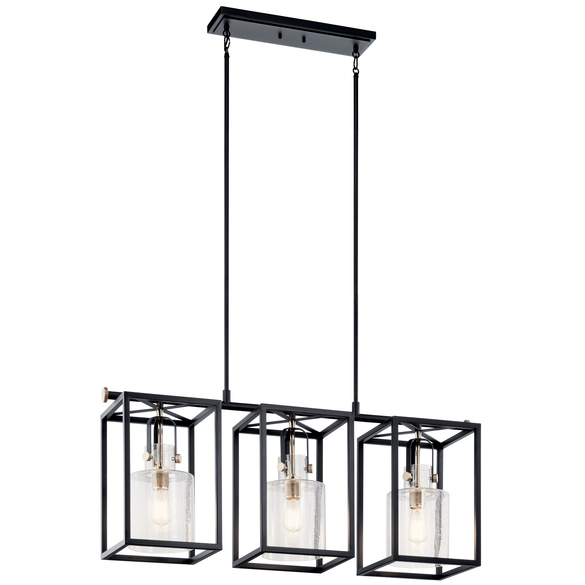 Kichler 52033PN Kitner 3 -Light Polished Nickel Industrial For Use in Bedrooms, Dining Rooms, Foyers, Kitchens, Living Rooms Chandelier