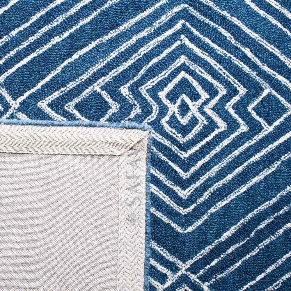 Navy and Ivory Geometric Hand-Tufted Wool Area Rug